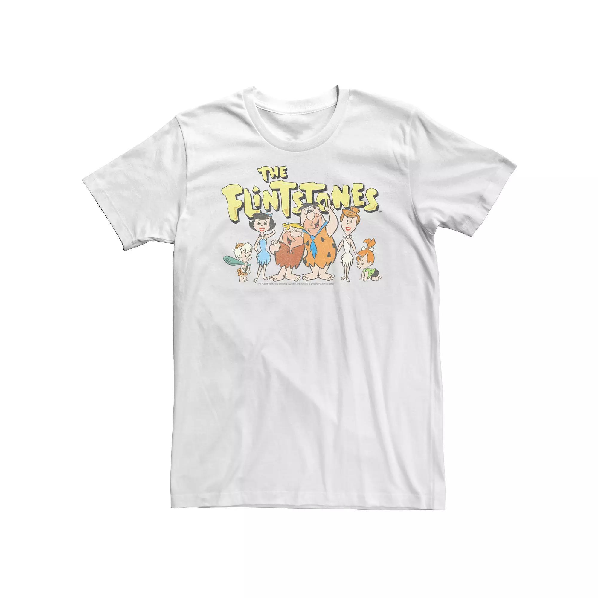 Big & Tall The Flintstones Meet The Family Portrait Tee, Men's, Size: 4XL Tall, White Product Image