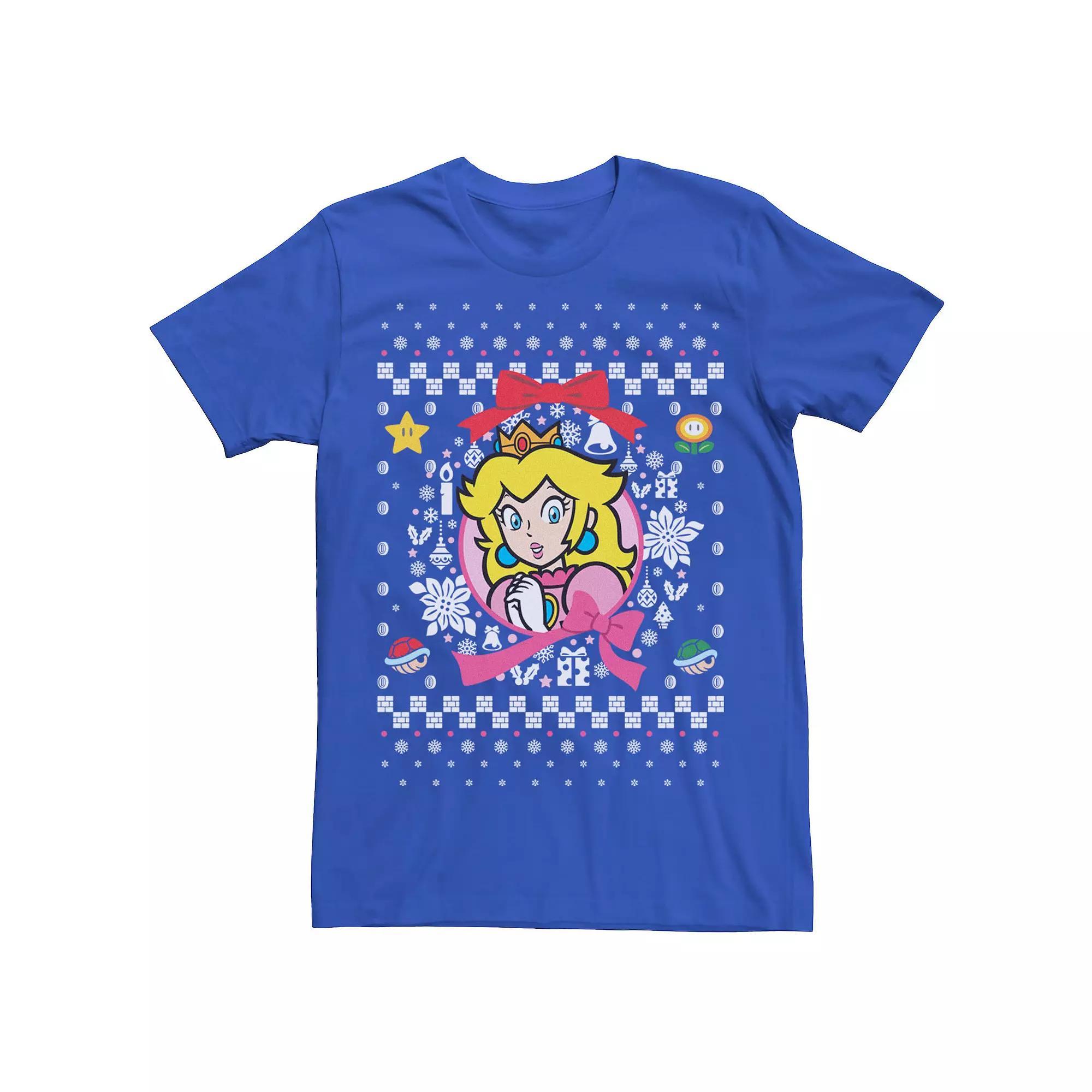 Men's Nintendo Super Mario Peach Classic Ugly Christmas Graphic Tee, Size: Small, Royal Product Image