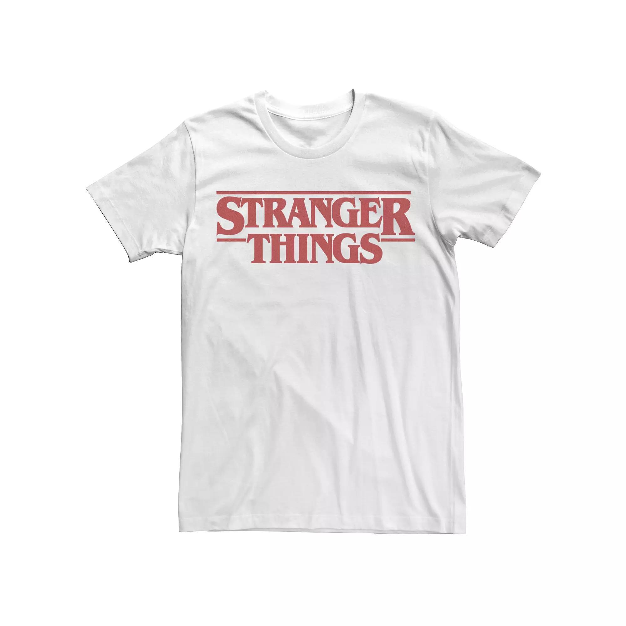 Men's Netflix Stranger Things Simple Red Text Logo Tee, Size: Small, White Product Image