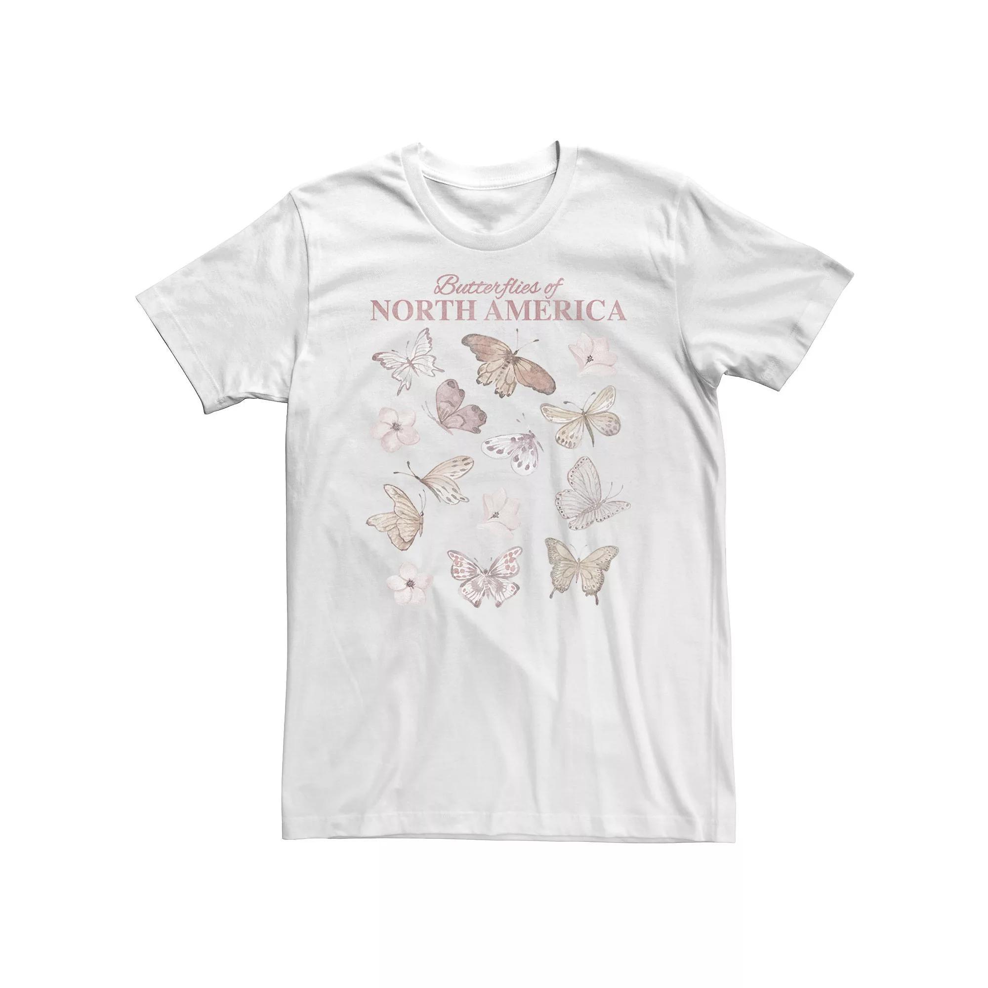 Big & Tall Trendy North American Butterfly Chart Tee, Men's, Size: 4XL, White Product Image