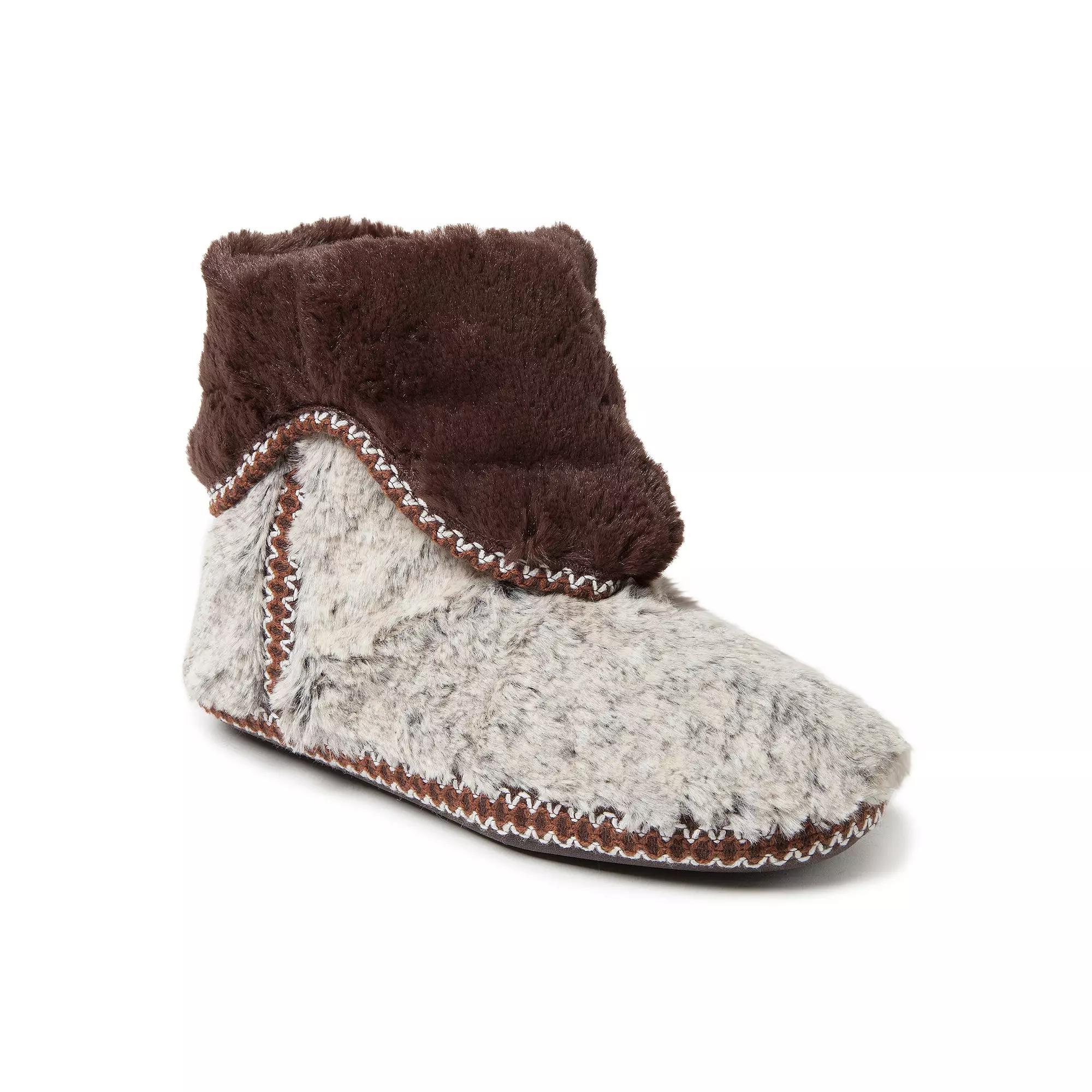 Dearfoams Faux Fur Fold-Down Women's Slippers, Size: Medium, Brown Product Image