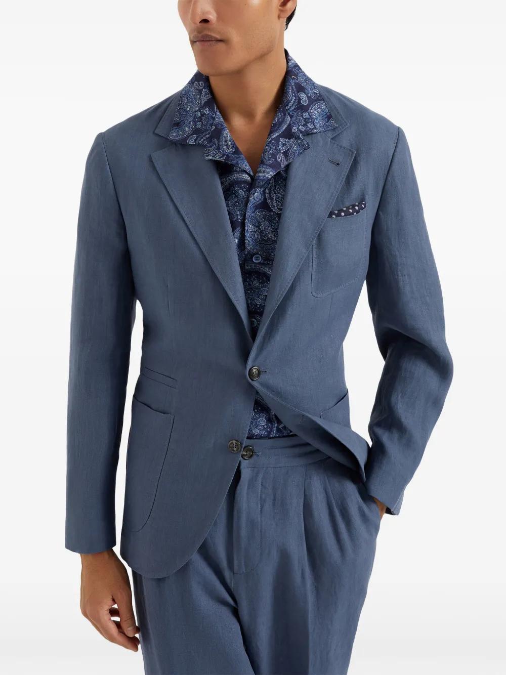 BRUNELLO CUCINELLI Patch-pocket Blazer In Indigo Product Image