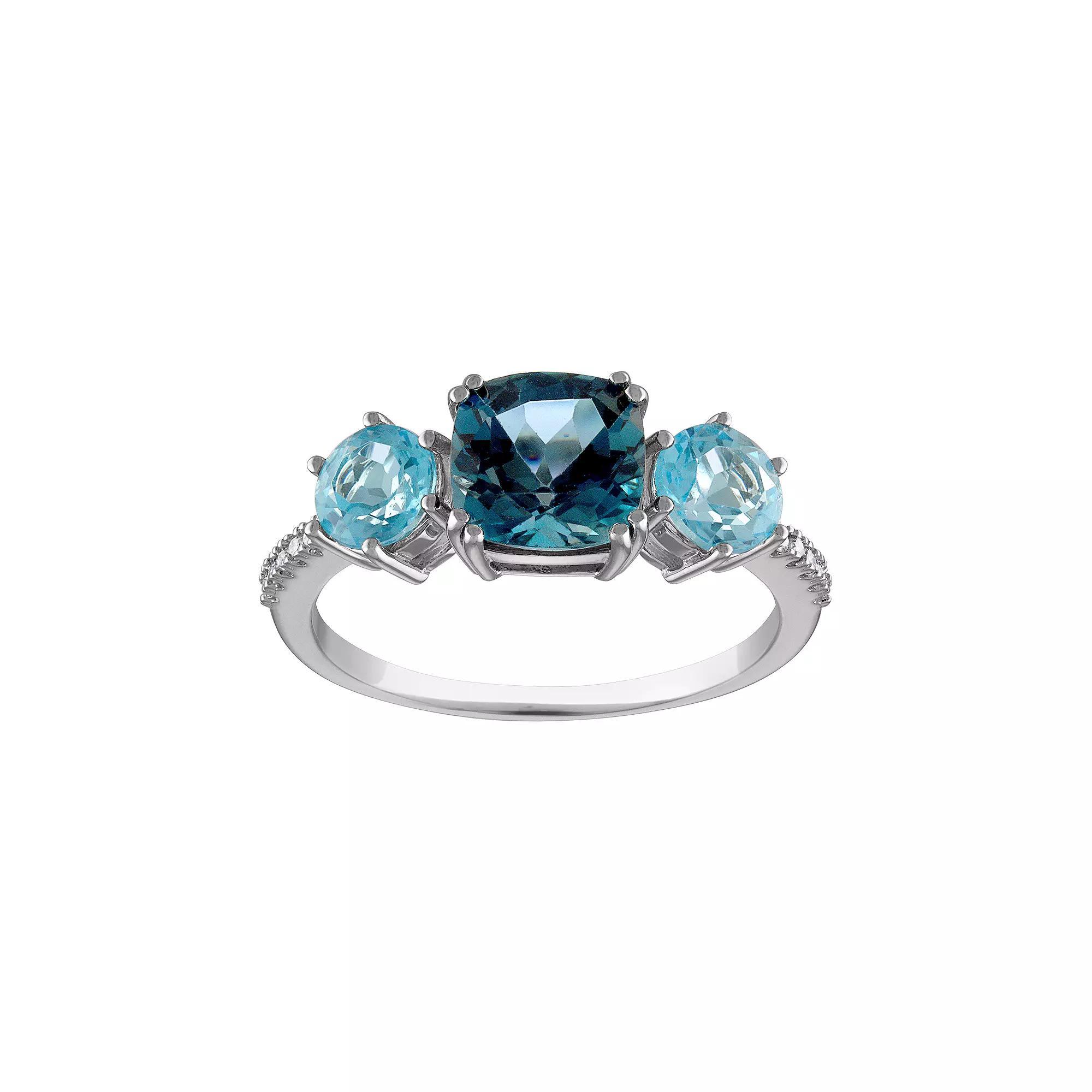 Tiara Sterling Silver Blue Topaz & Diamond Accent Ring, Womens Product Image