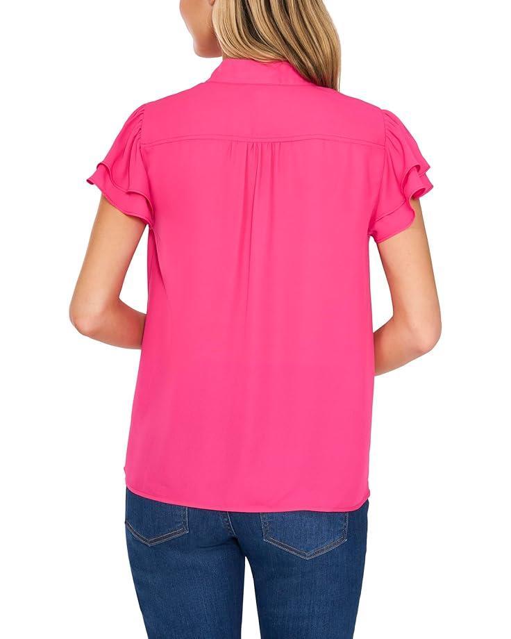 Long Sleeve Tie V-neck Ruffled Top Product Image