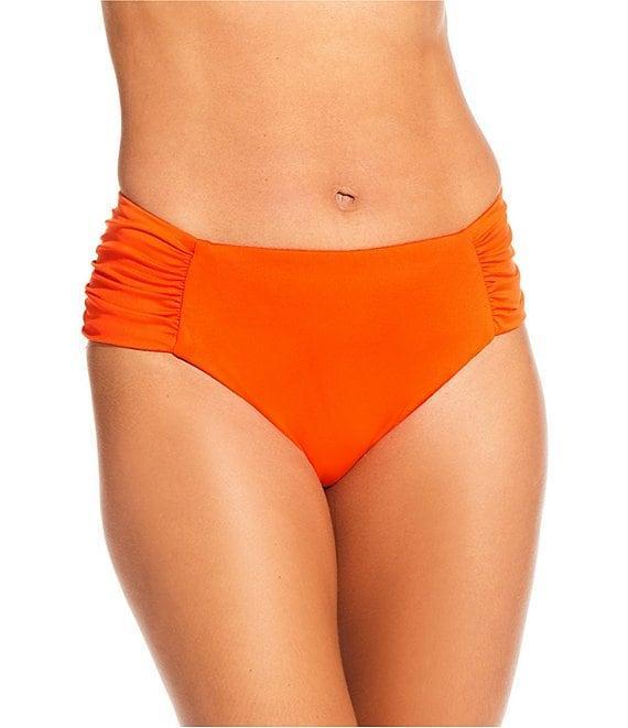 Gibson & Latimer Solid Side Shirred Mid Rise Swim Bottom Product Image