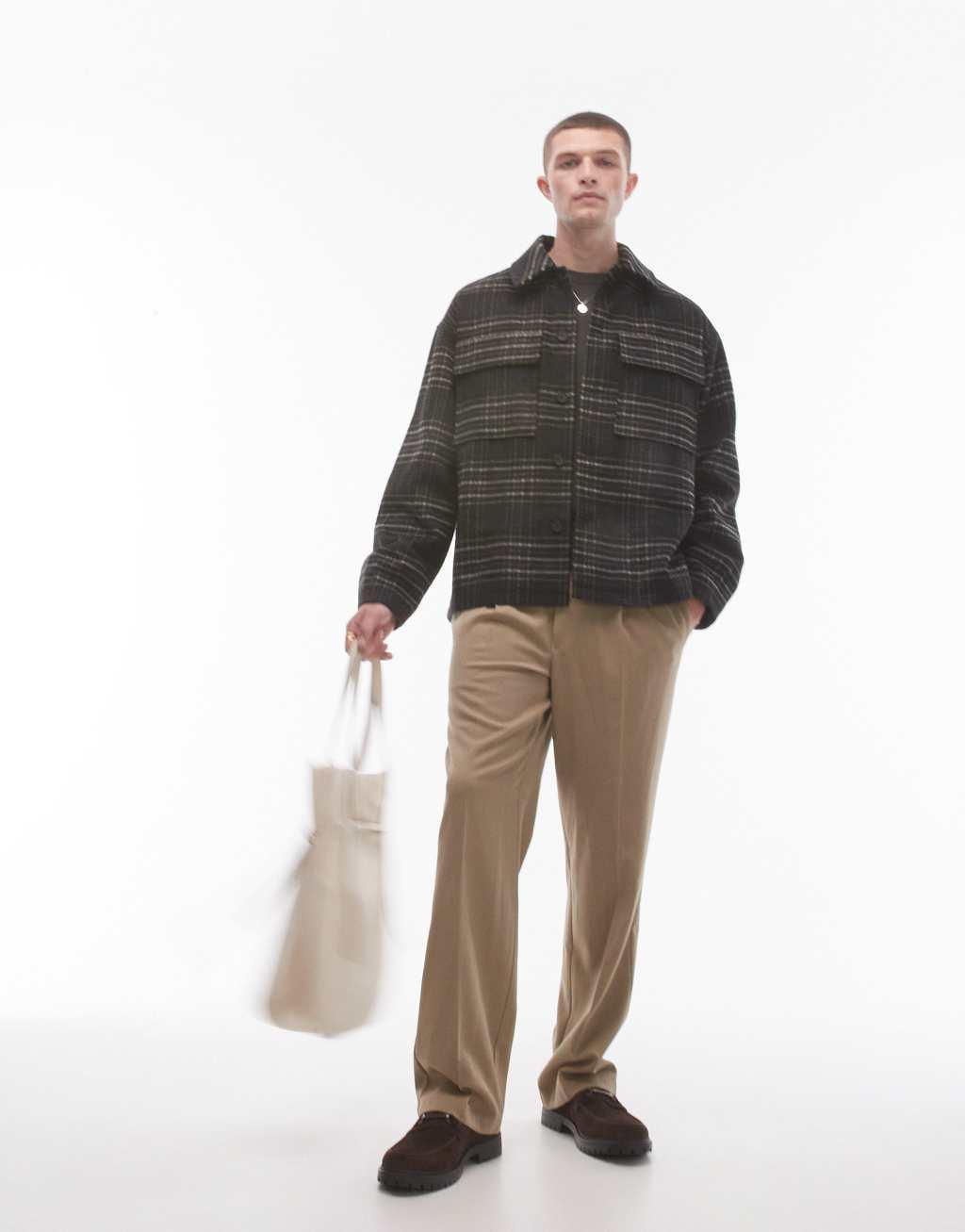 Topman lined plaid shacket Product Image