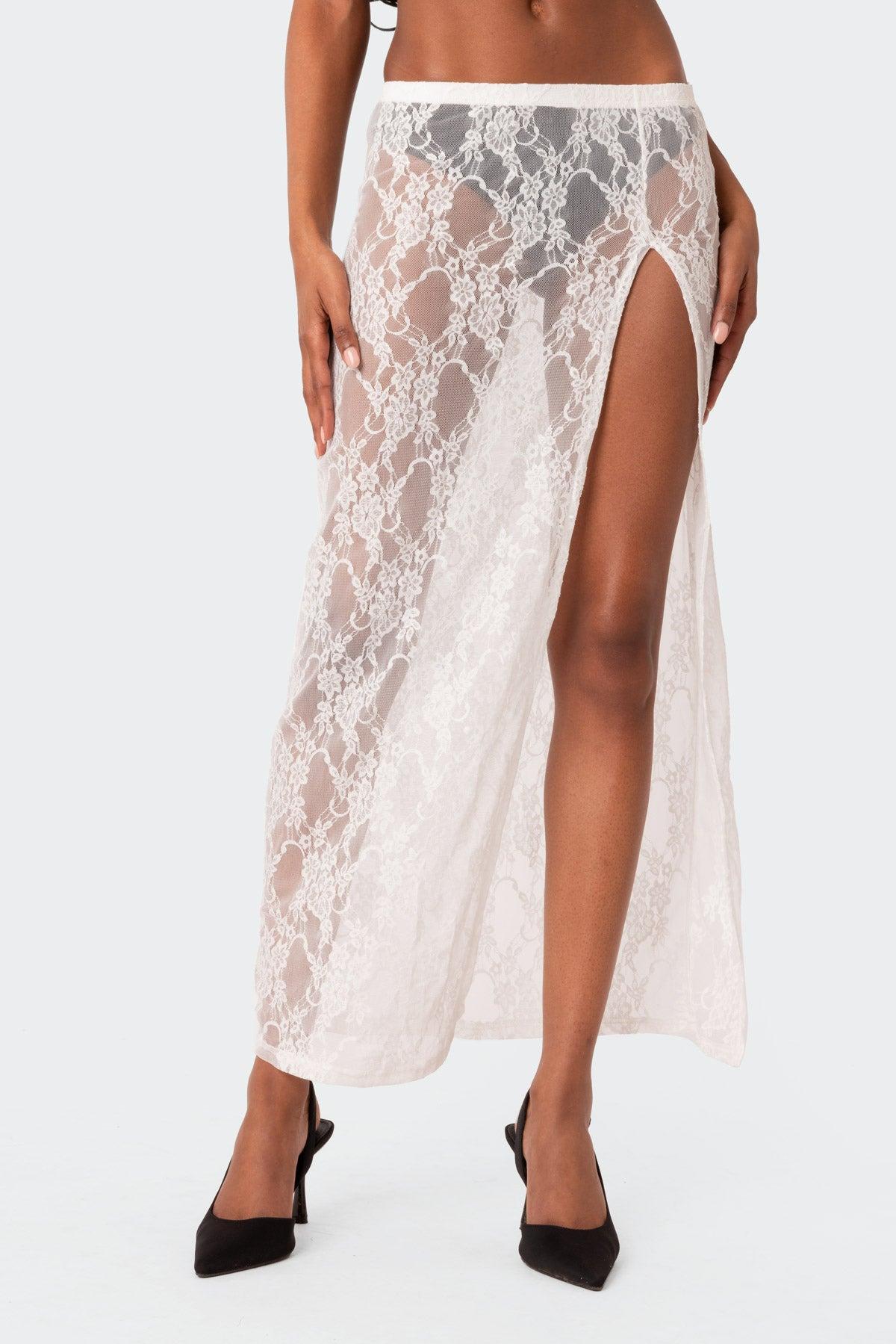 Aura Open Back Sheer Lace Crop Top Product Image