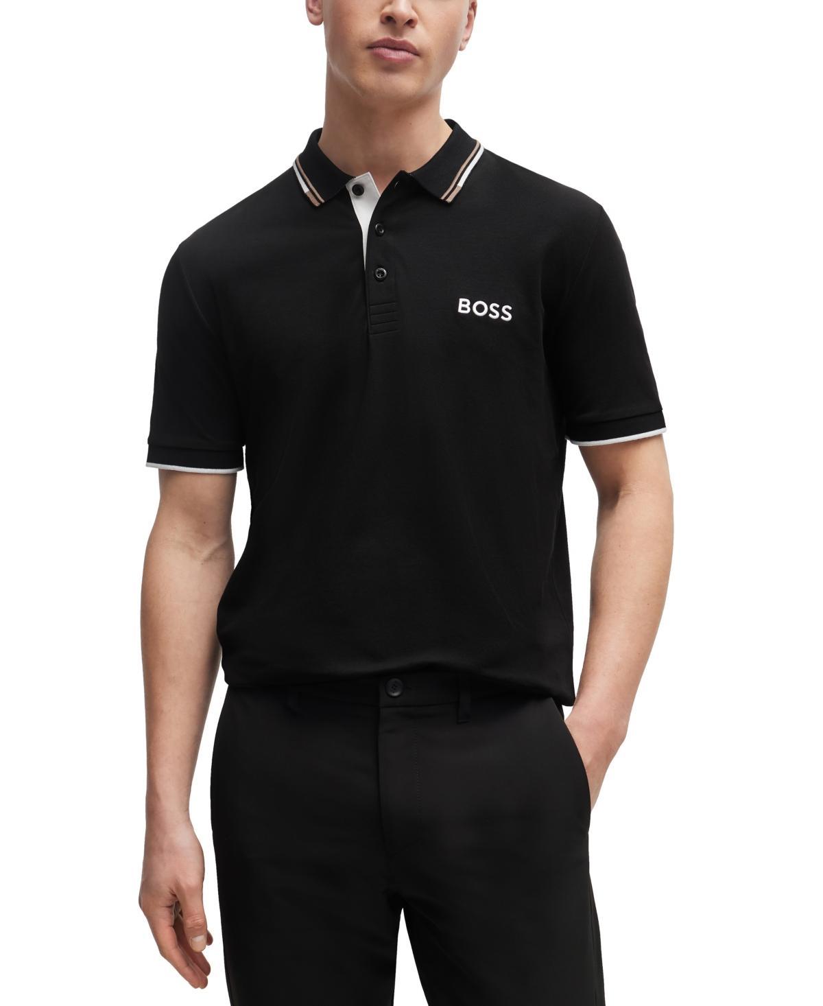 Mens Cotton-Blend Polo Shirt with Contrast Logo Product Image