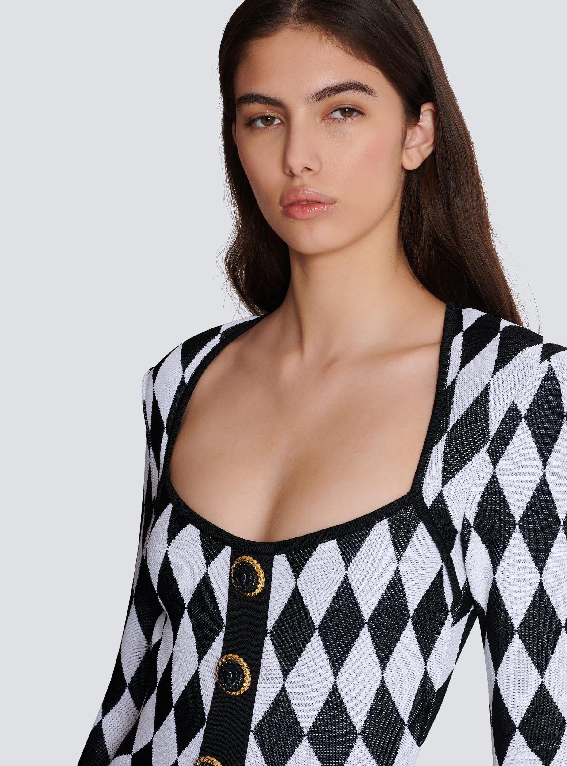 Diamond jacquard flared knit dress Product Image