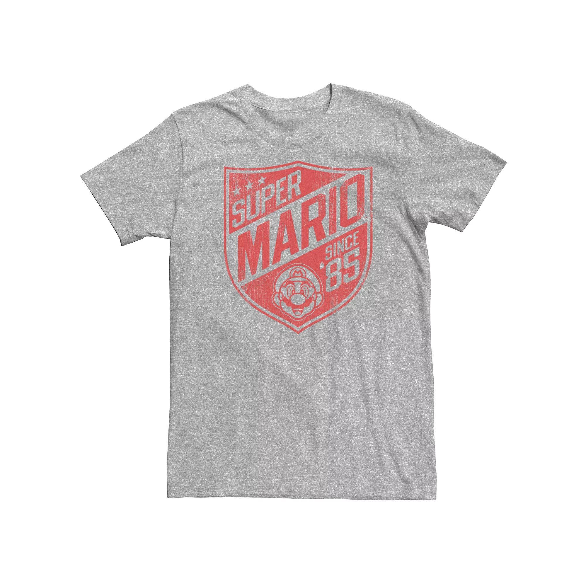 Men's Super Mario Bros 85 Badge Tee, Size: Small, Athletic Grey Product Image