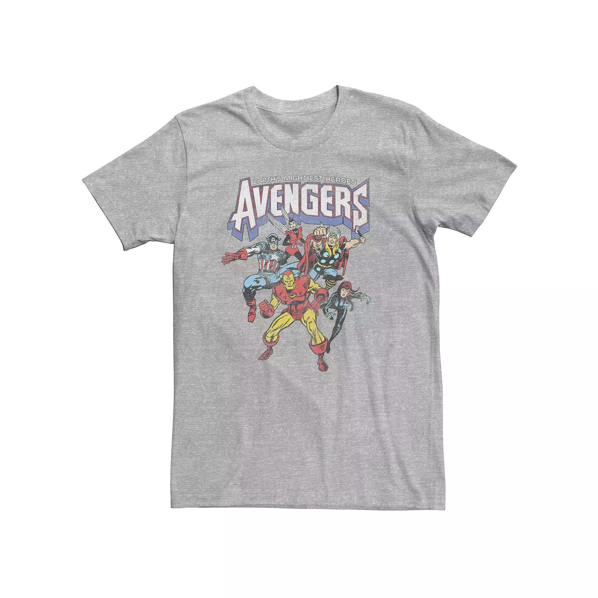 Big & Tall Marvel Avengers Classic Vintage Group Shot Tee, Men's, Size: 3XL, Athletic Grey Product Image