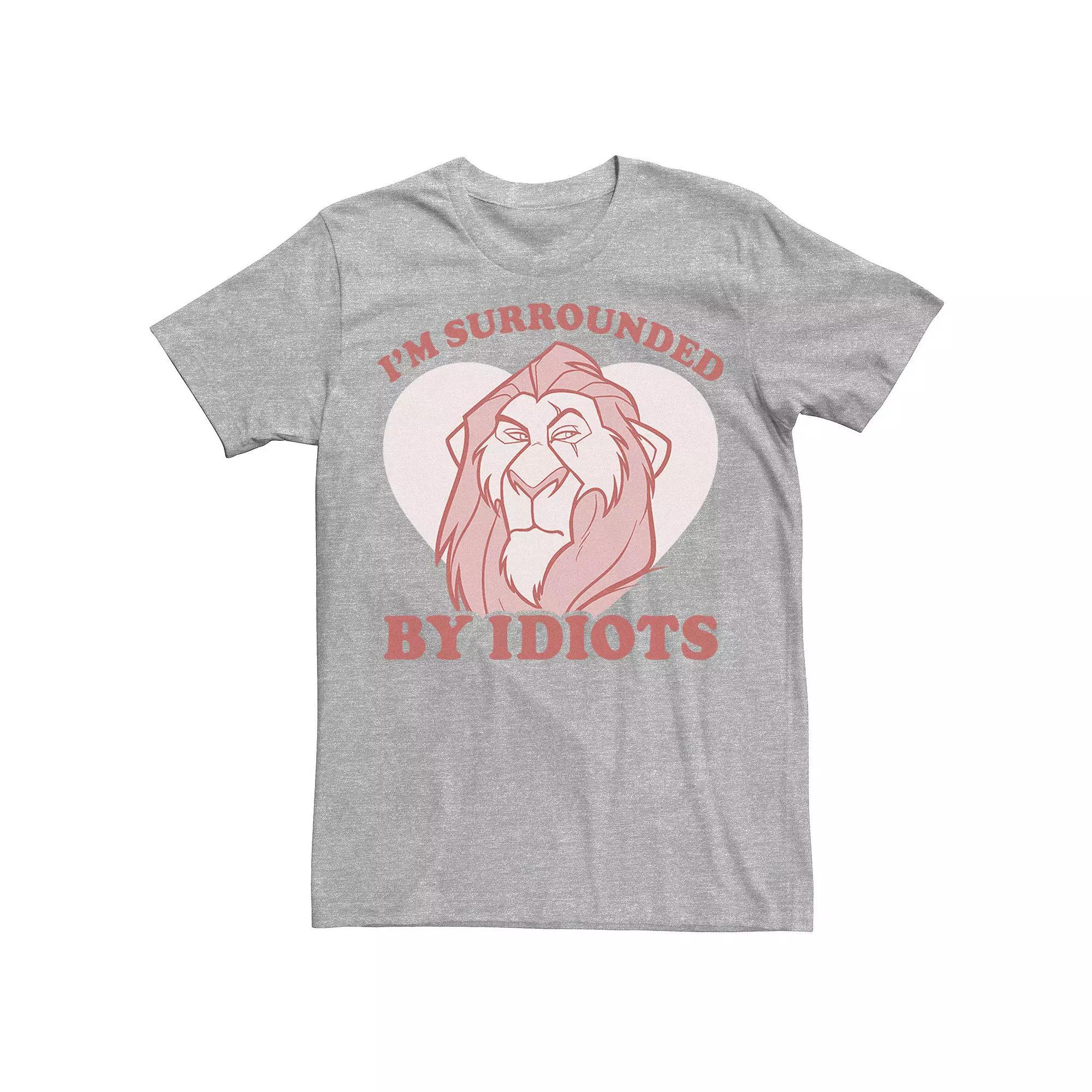 Men's Disney's The Lion King Disney Villains Valentine's Day Scar Surrounded By Idiots Tee, Size: Large, Athletic Grey Product Image