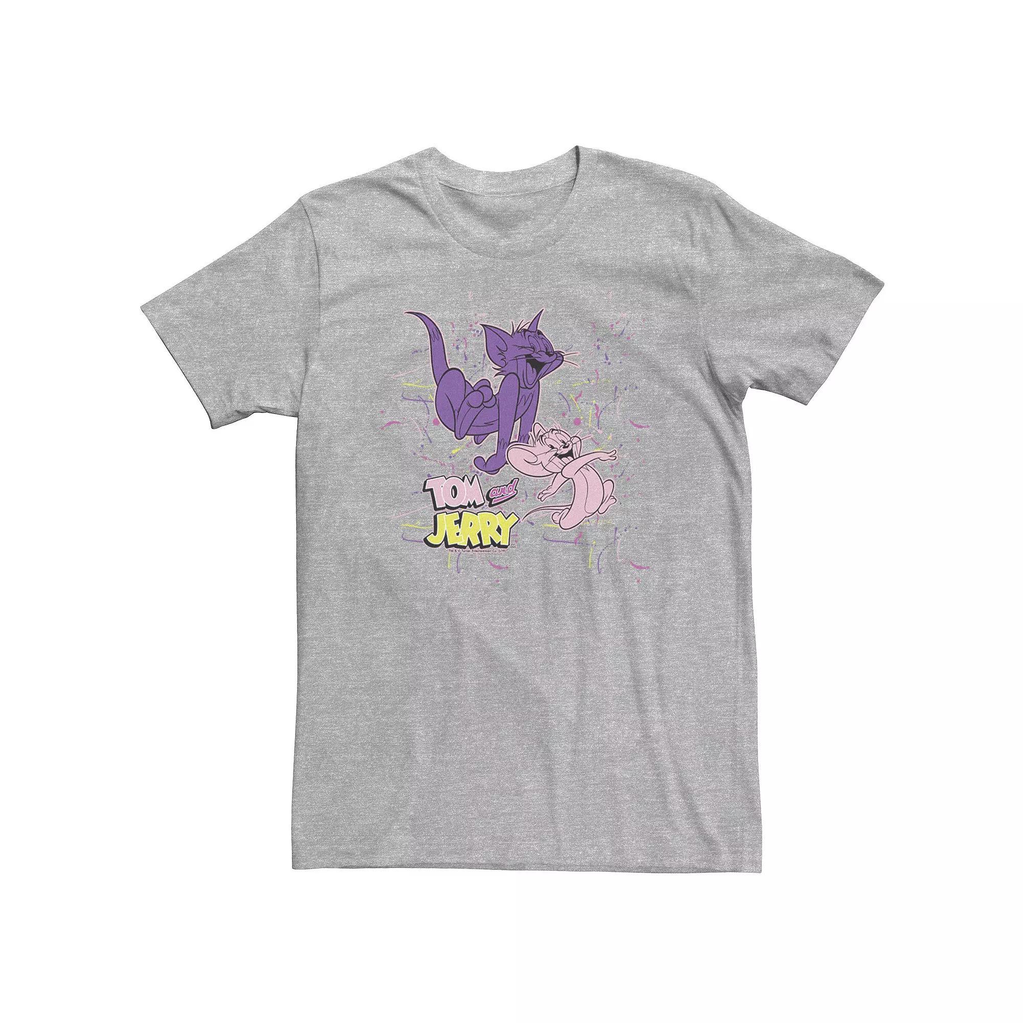 Big & Tall Tom And Jerry Splatter Paint Poster Tee, Men's, Size: Large Tall, Athletic Grey Product Image