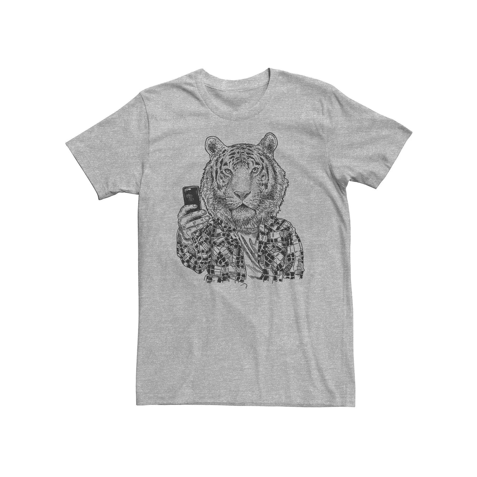 Big & Tall Trendy Tiger Selfie Tee, Men's, Size: 3XL Tall, Athletic Grey Product Image
