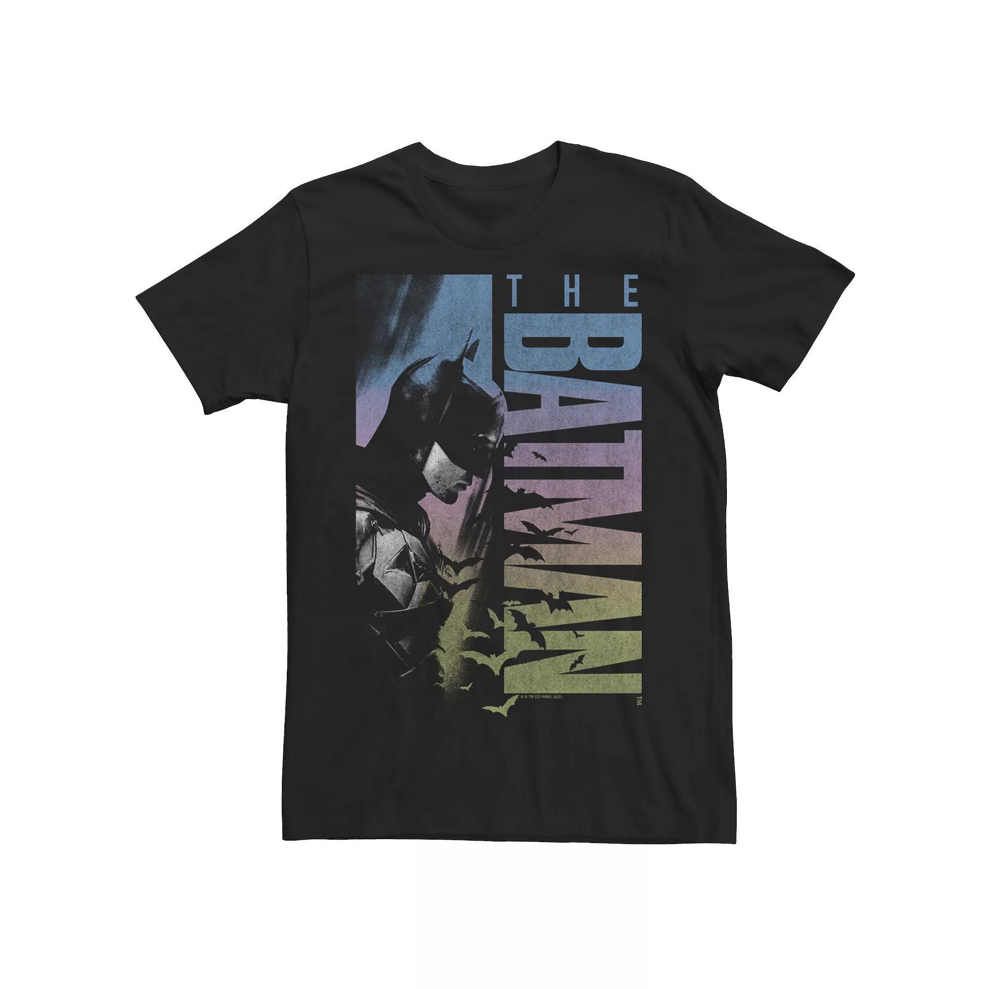 Mens DC Comics The Batman Distressed Rainbow Poster Tee Product Image
