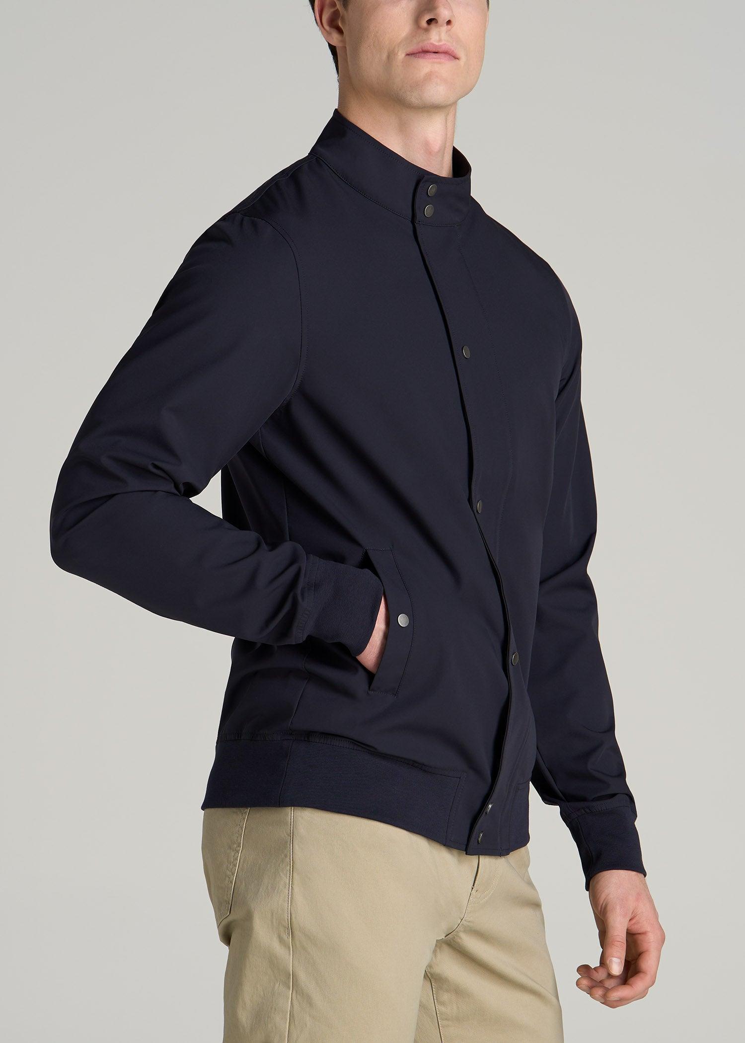 Motion Bomber Jacket for Tall Men in Deep Navy Product Image