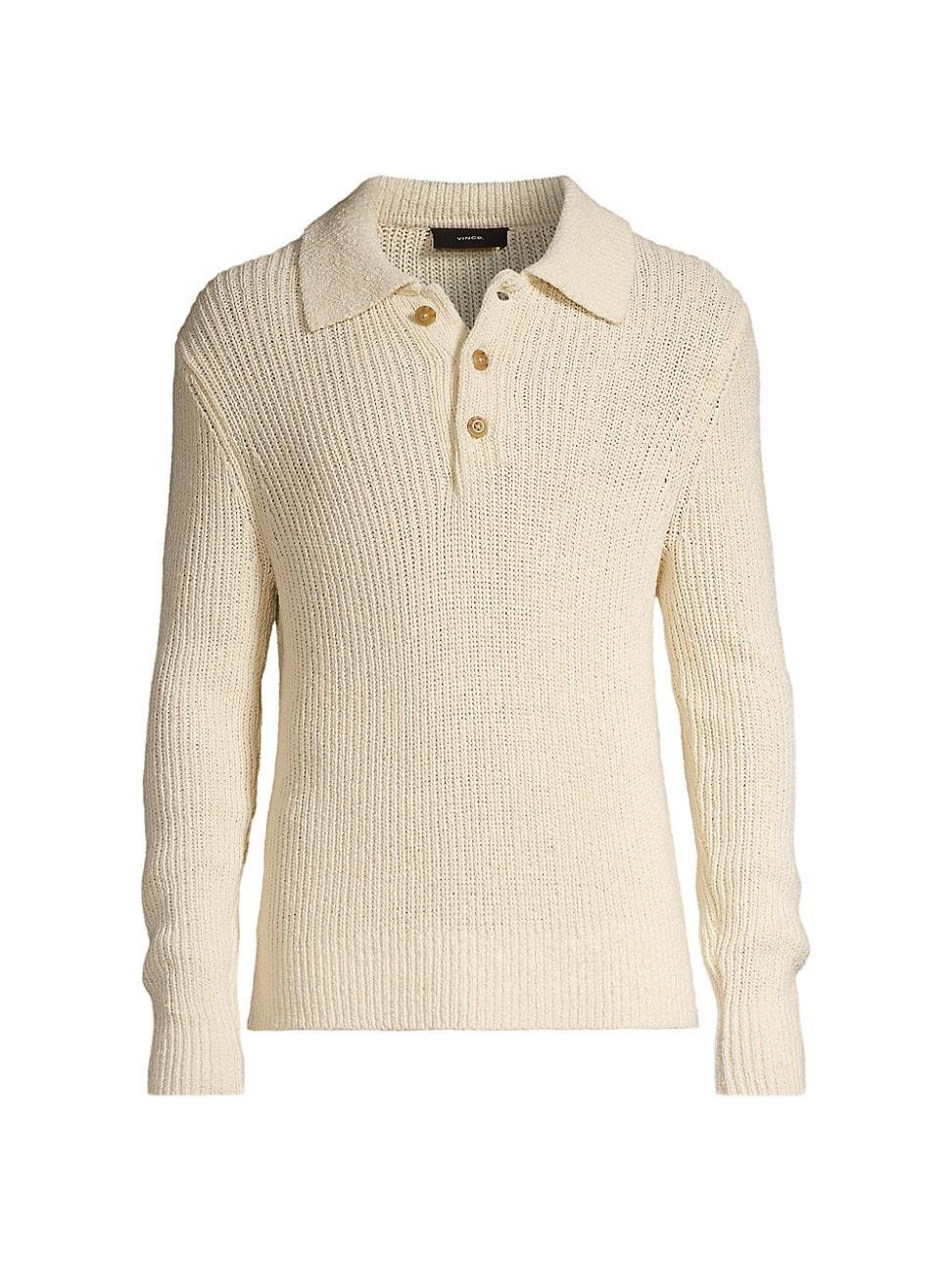Mens Spring Shaker Ribbed Polo Sweater Product Image