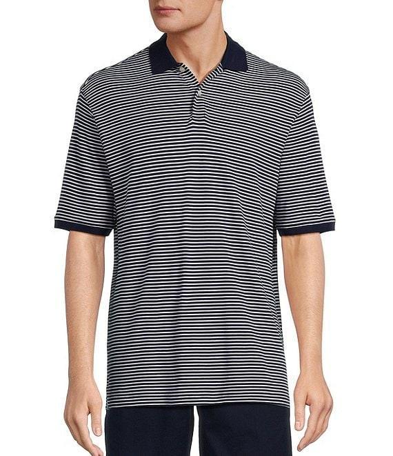 Roundtree & Yorke Supima Short Sleeve Striped Polo Shirt Product Image