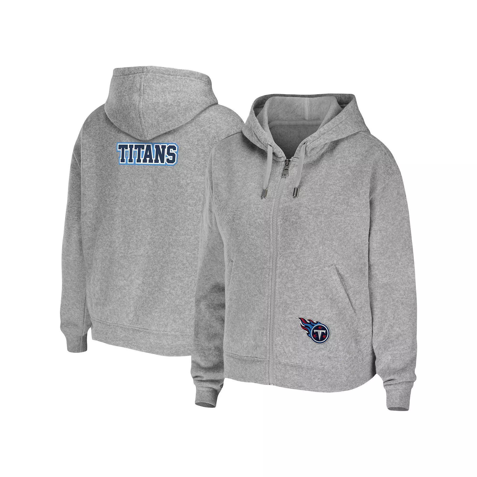 Women's WEAR by Erin Andrews Heathered Gray Tennessee Titans Team Full-Zip Hoodie, Size: XL, Blue Product Image