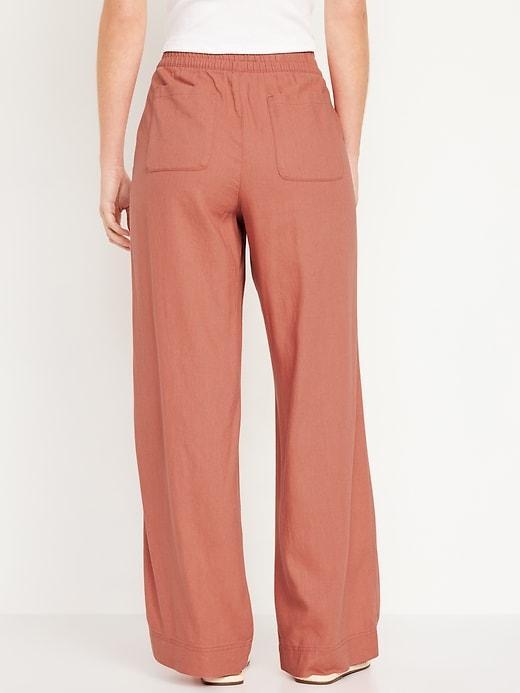 High-Waisted Linen-Blend Wide-Leg Pants Product Image