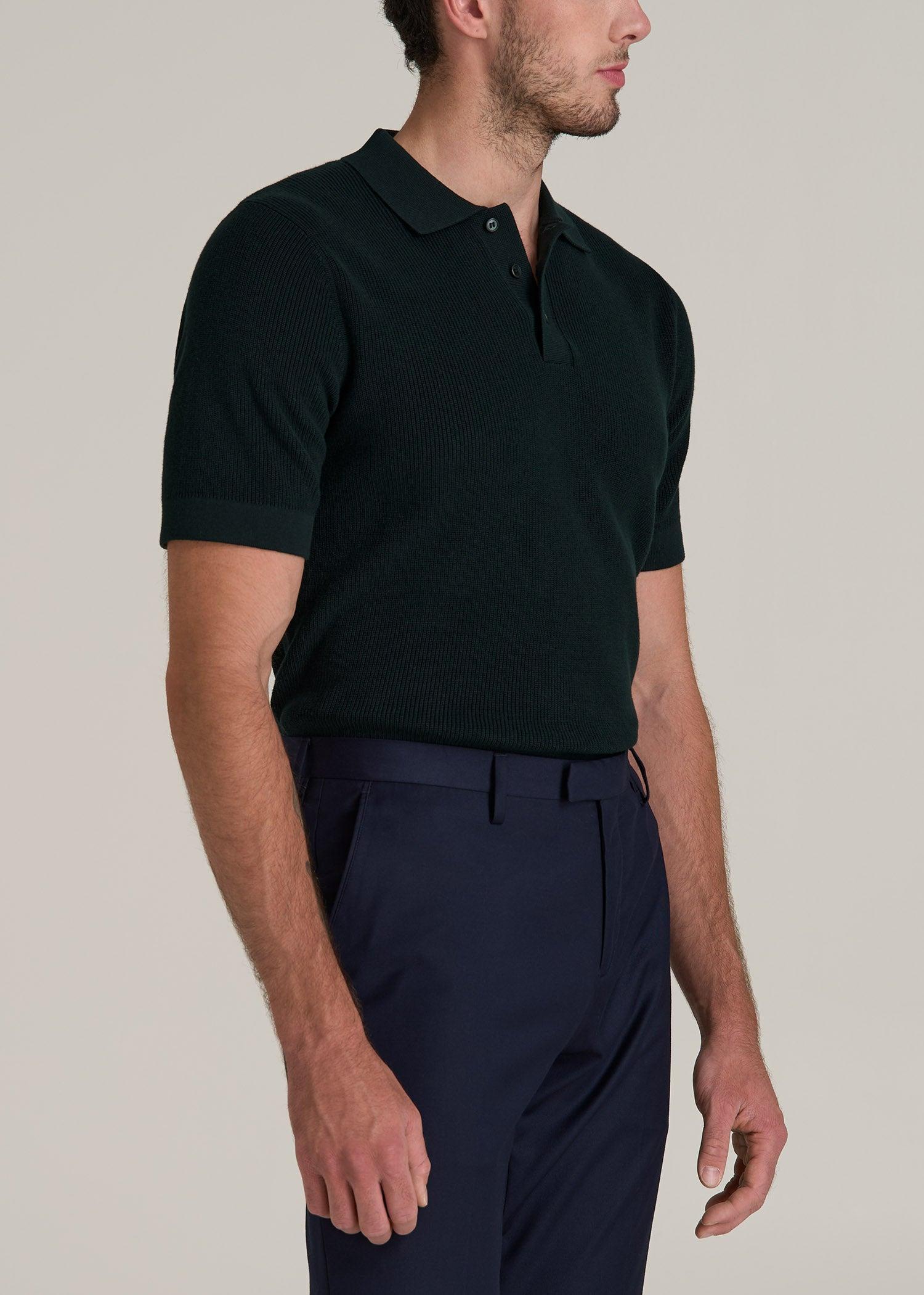 Purl Knit Tall Men's Polo Sweater in Emerald Product Image