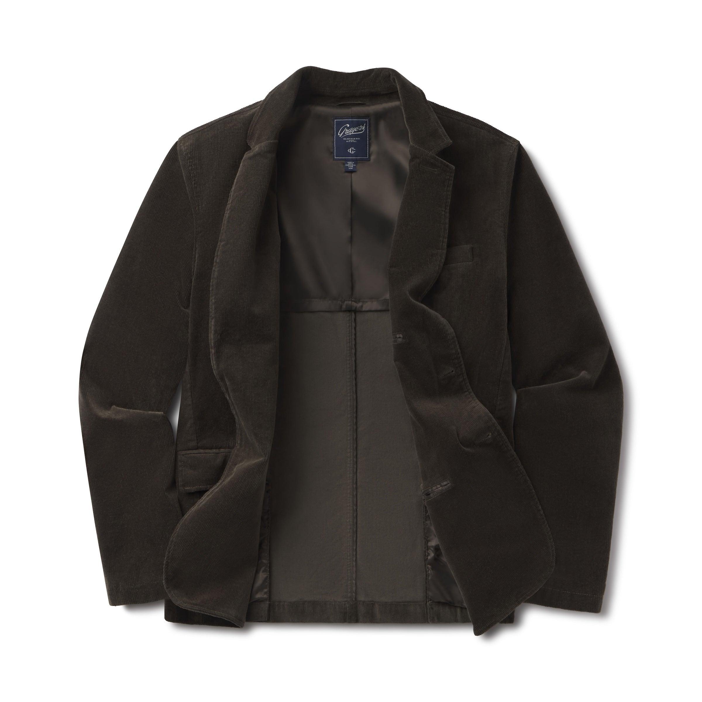 Corduroy Stretch Slim Fit Blazer - Dark Olive Product Image