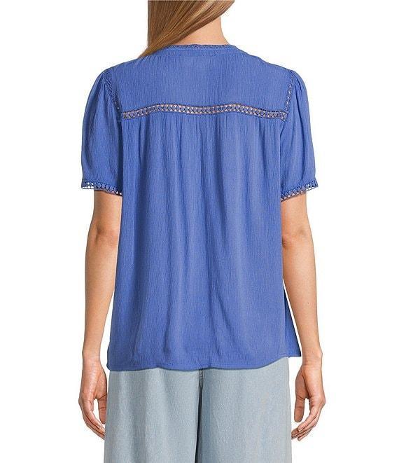 Nurture Petite Size Short Sleeve Woven V-Neck Top Product Image