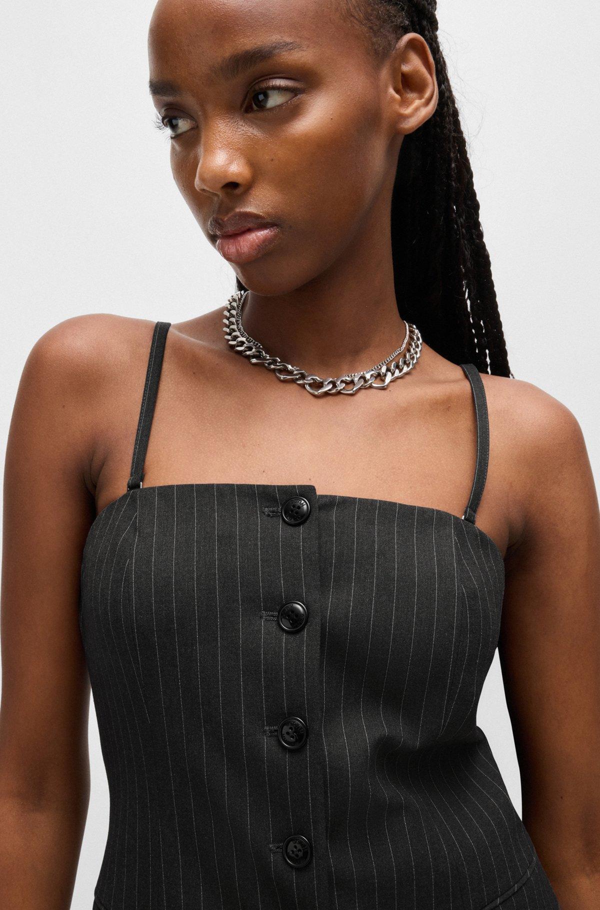 Regular-fit tailored vest in pinstripe stretch fabric Product Image