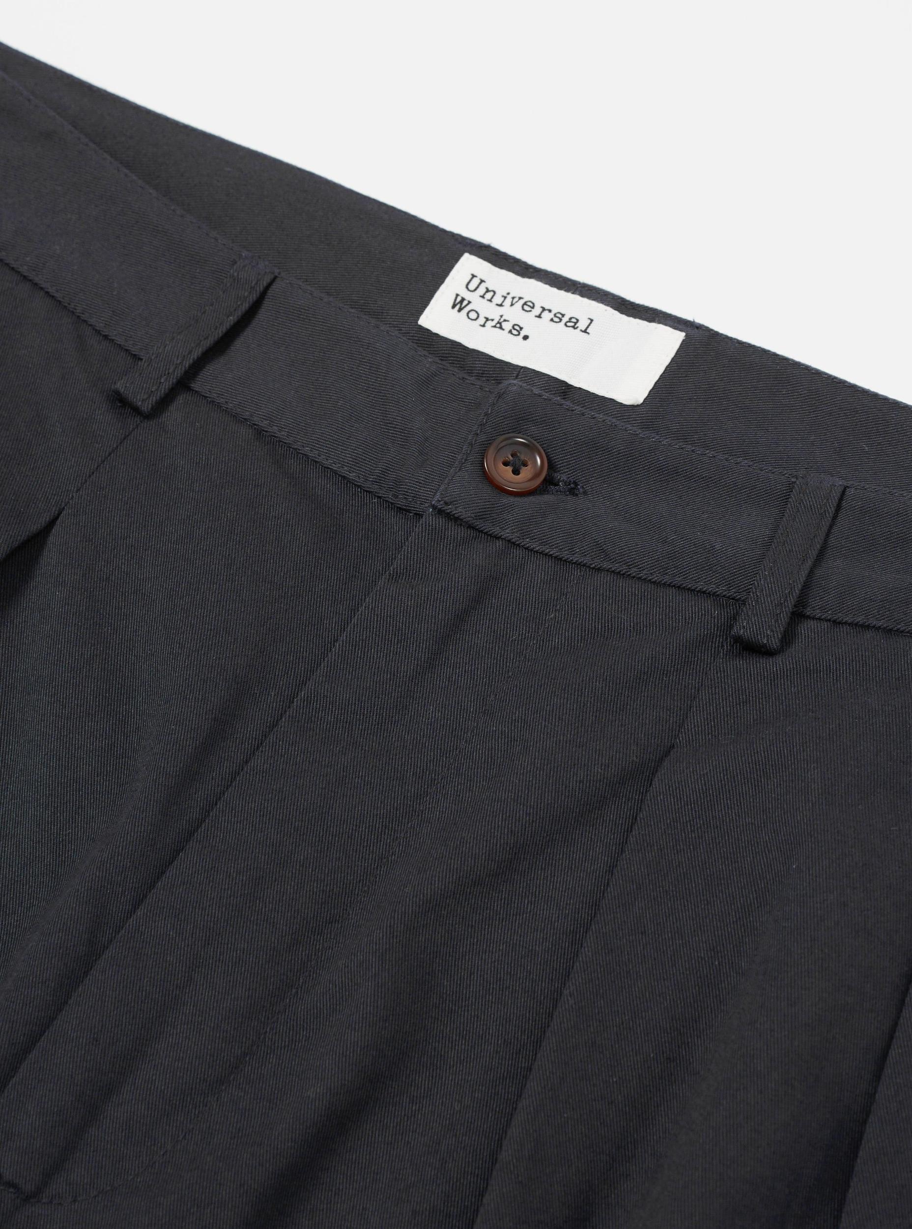 Universal Works Double Pleat Pant in Black Twill Product Image