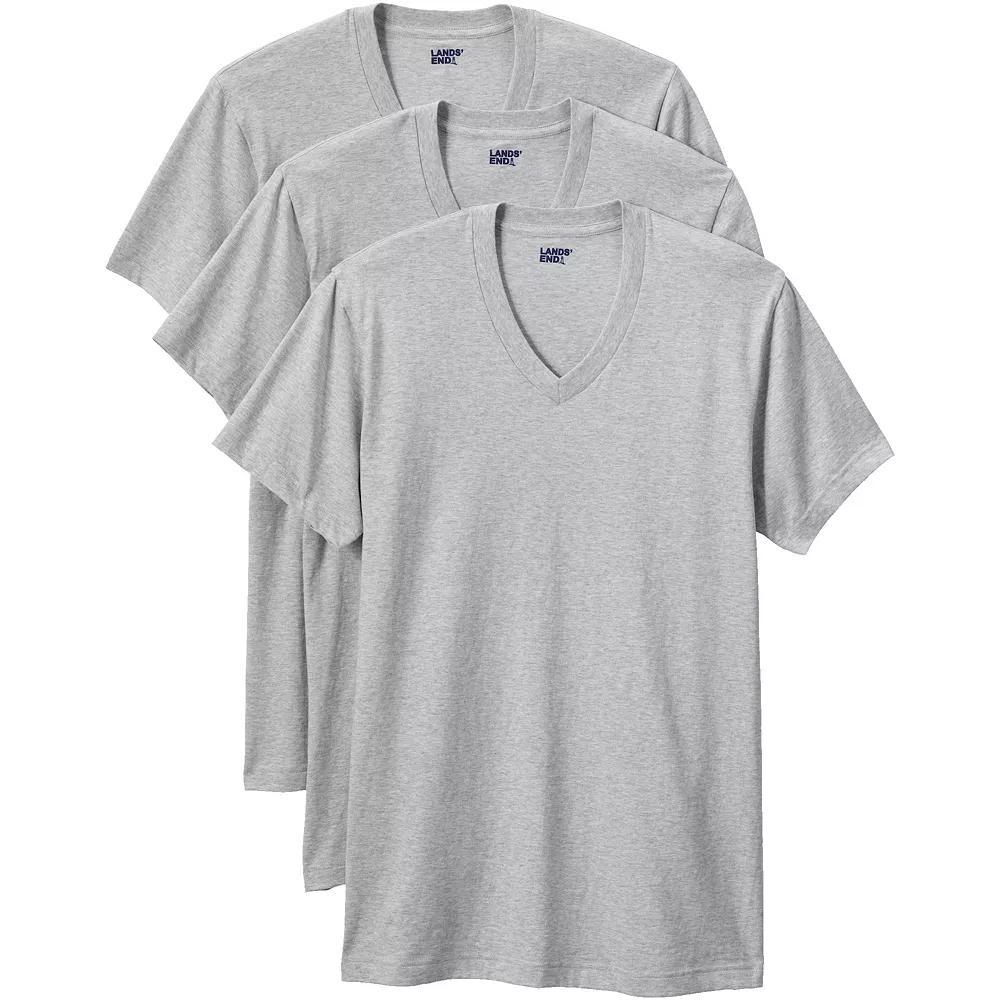 Men's Lands' End 3-Pack V-Neck Undershirts, Size: Large, Gray Grey Product Image