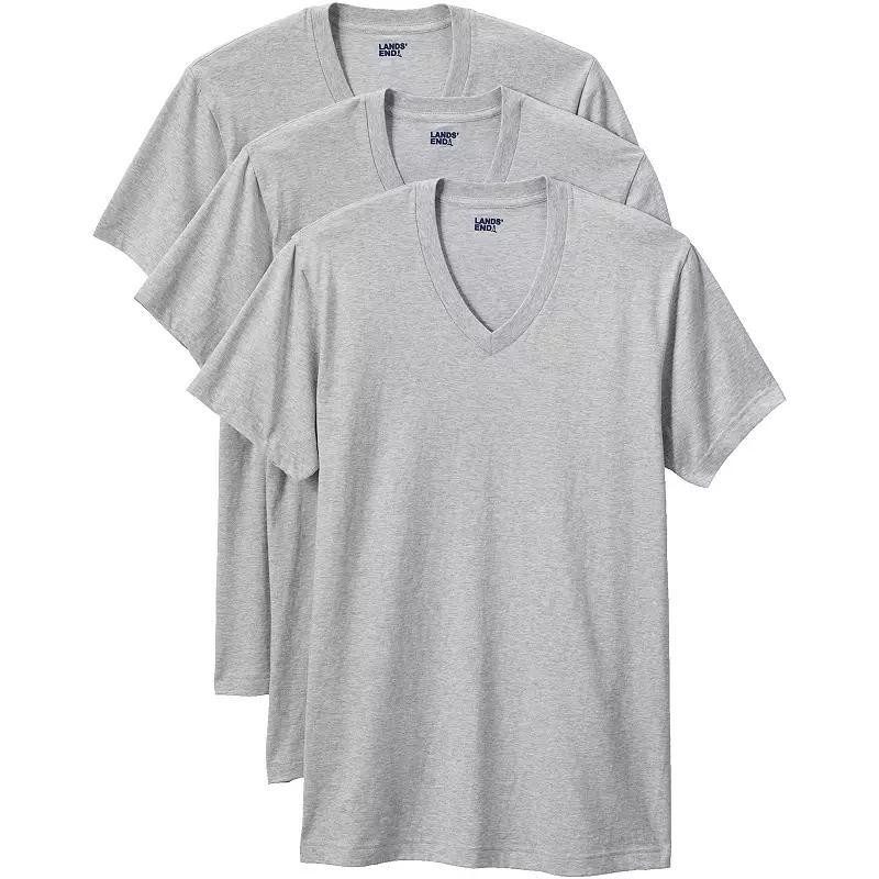 Men's Lands' End 3-Pack V-Neck Undershirts, Size: Large, Gray Grey Product Image