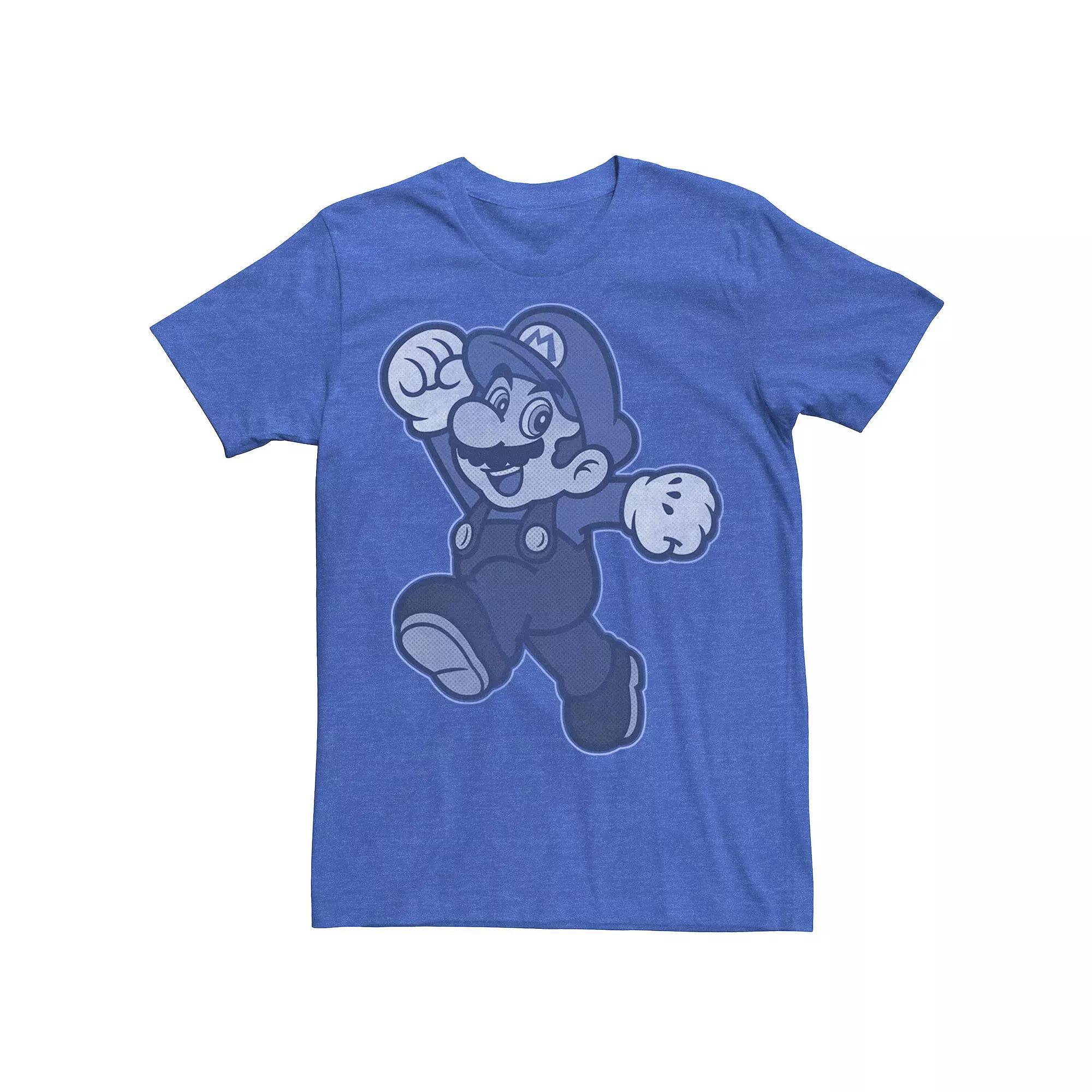 Men's Super Mario Tonal Blue Mario Portrait Tee, Size: 3XL, Royal Grey Product Image