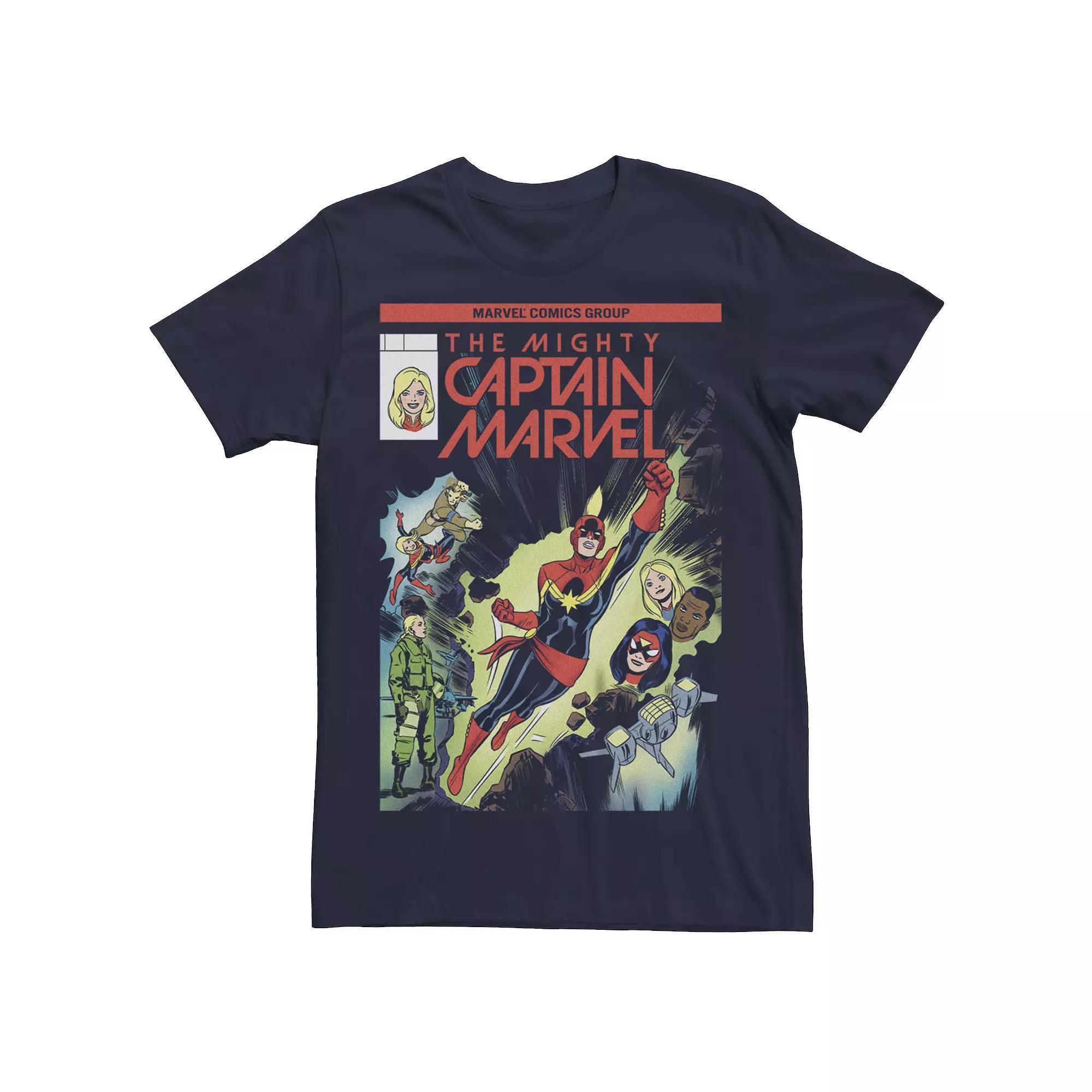 Men's Captain Marvel The Mighty Cover Graphic Tee, Size: Medium, Blue Product Image