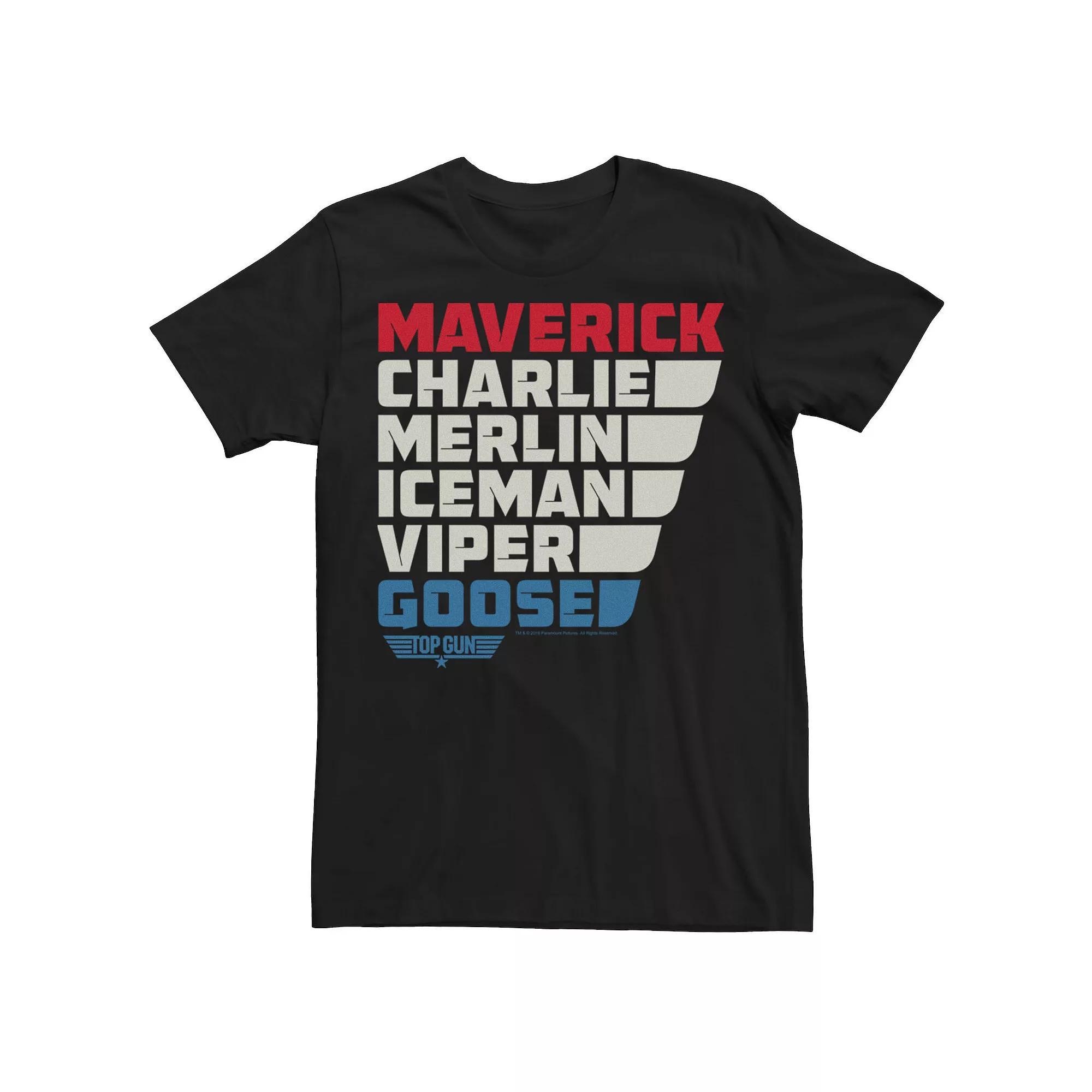 Men's Top Gun Colorful Name Stack Tee, Size: XXL, Black Product Image