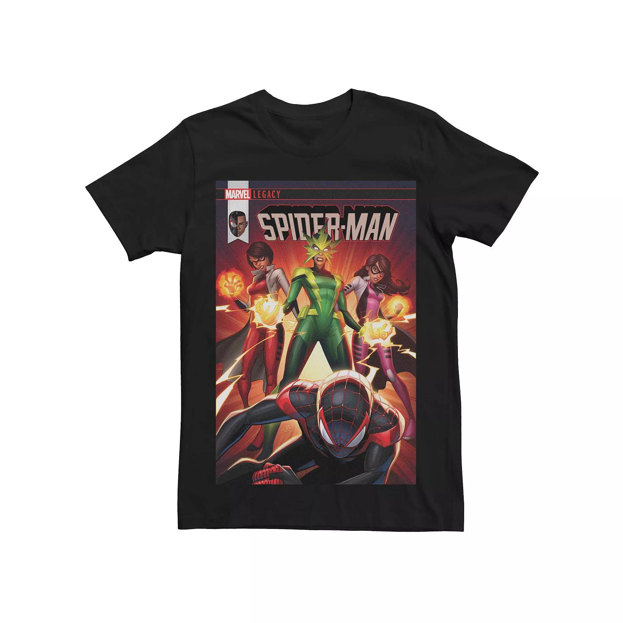 Men's Marvel Legacy Spider-Man Comic Book Cover Tee, Size: Large, Black Product Image