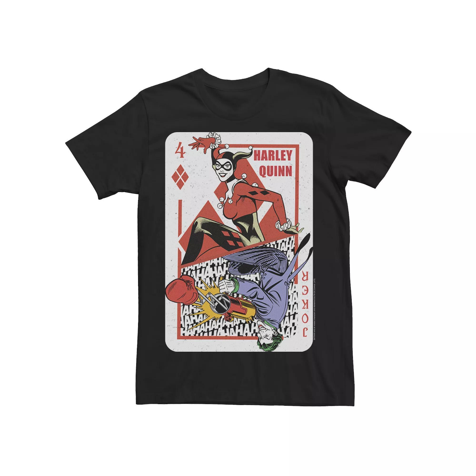 Mens DC Comics Harley Quinn Joker Playing Card Tee, Men's, Size: Small, Grey Heather Product Image
