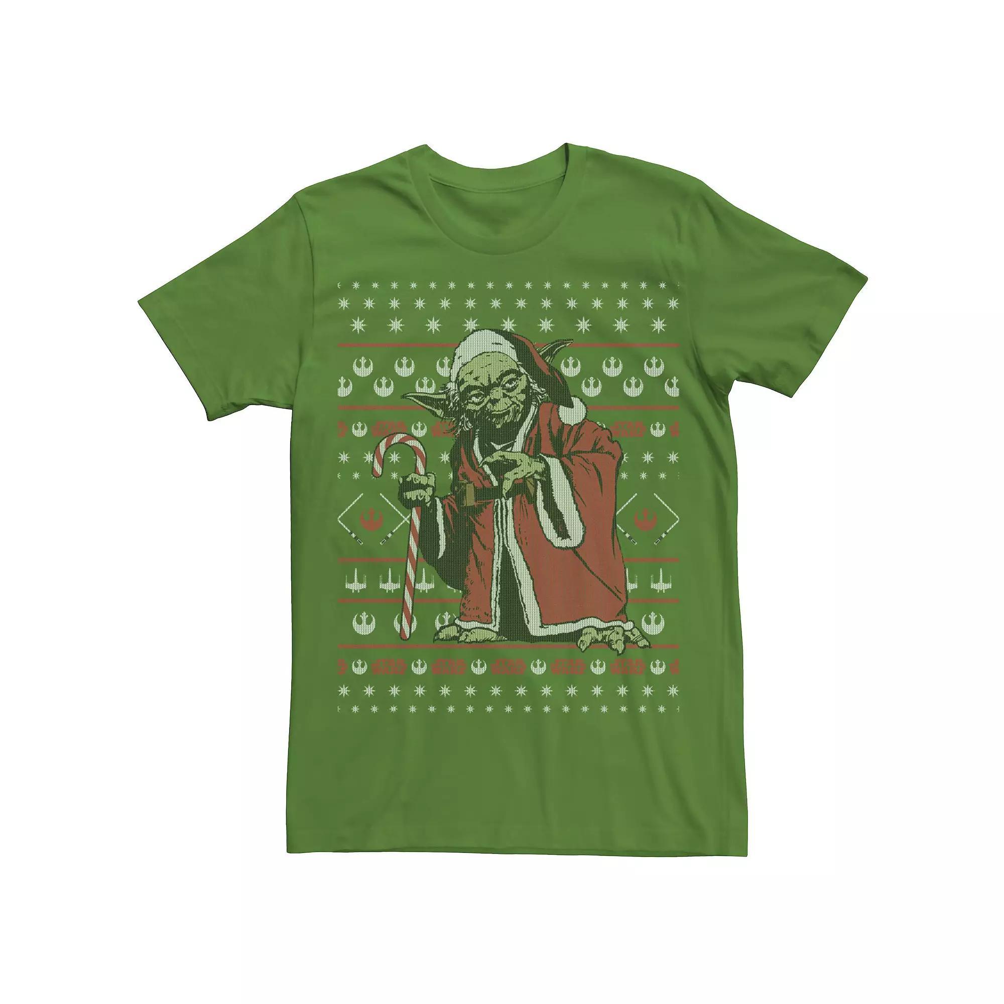 Men's Star Wars Santa Yoda Ugly Christmas Sweater Tee, Size: Small, Kelly Grey Product Image