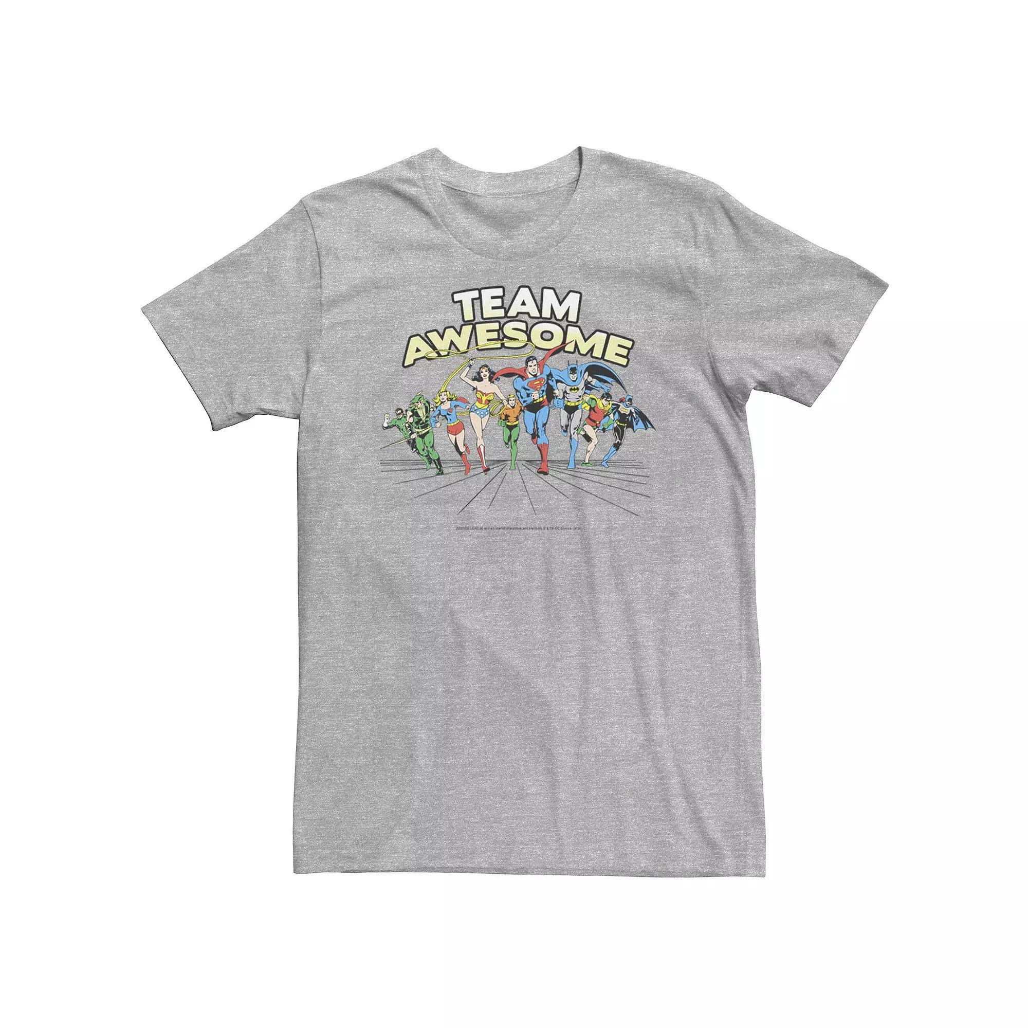 Big & Tall DC Comics Justice league Team Awesome Group Shot Tee, Men's, Size: Large Tall, Athletic Grey Product Image