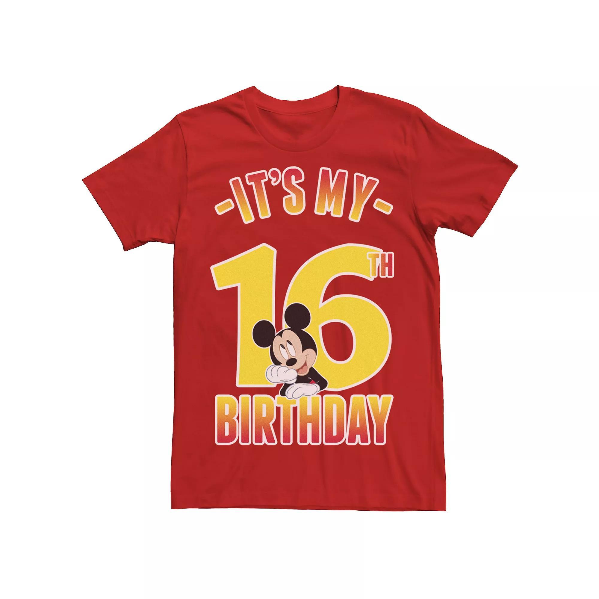 Disney's Mickey And Friends Mickey It's My 16th Birthday Men's Tee, Size: XXL, Red Product Image