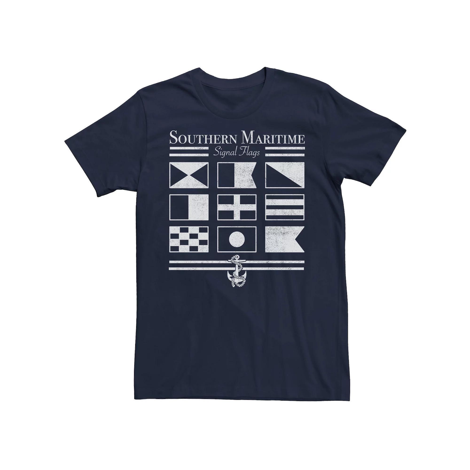 Mens Southern Maritime Flags Grid Tee Blue Product Image