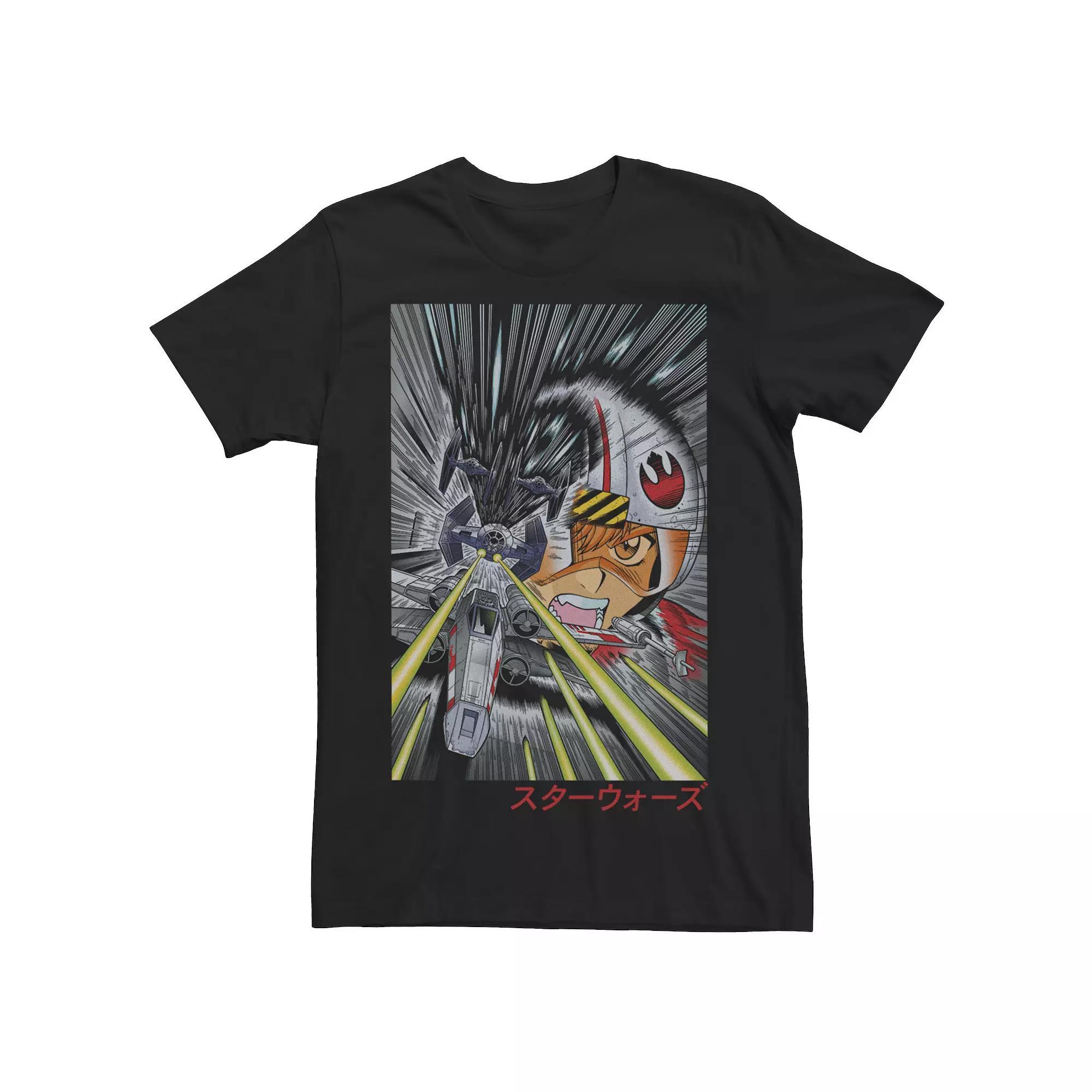 Men's Star Wars Luke Skywalker Anime Style Poster Tee, Size: XL, Black Product Image