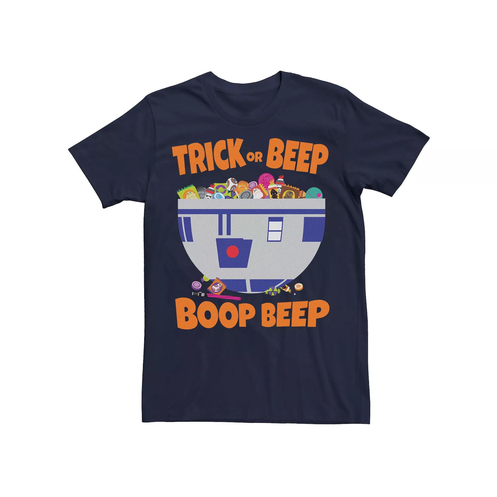 Men's Star Wars R2-D2 Candy Bowl Halloween Text Poster Tee, Size: Medium, Blue Product Image