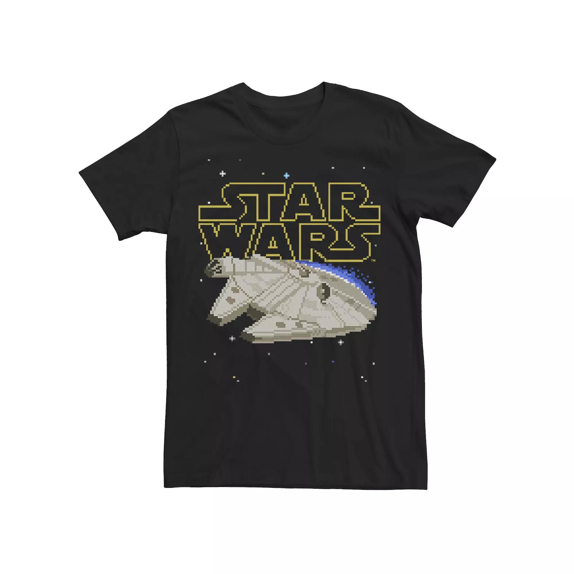 Men's Star Wars Millennium Falcon 8-Bit Tee, Size: Medium, Black Product Image