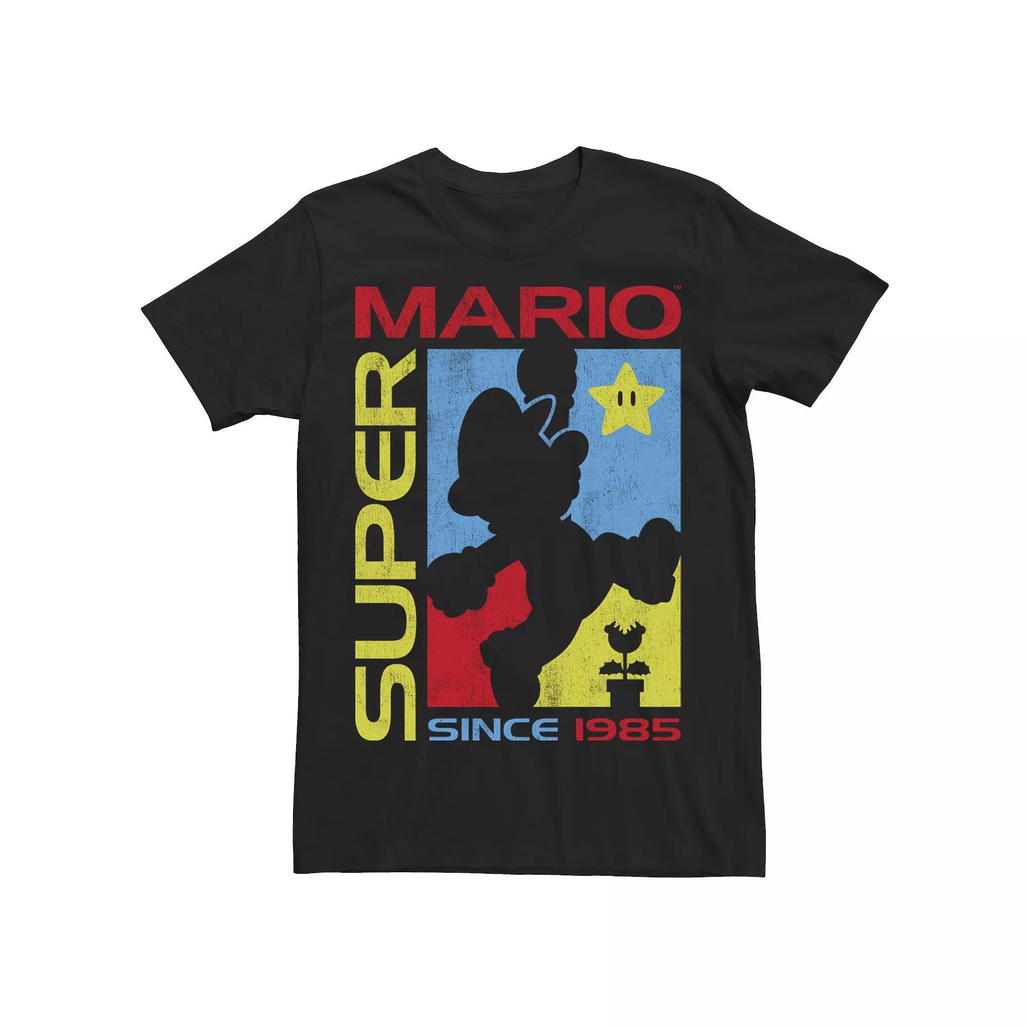 Men's Super Mario Since 1985 Mario Silhouette Tee, Size: Large, Black Product Image