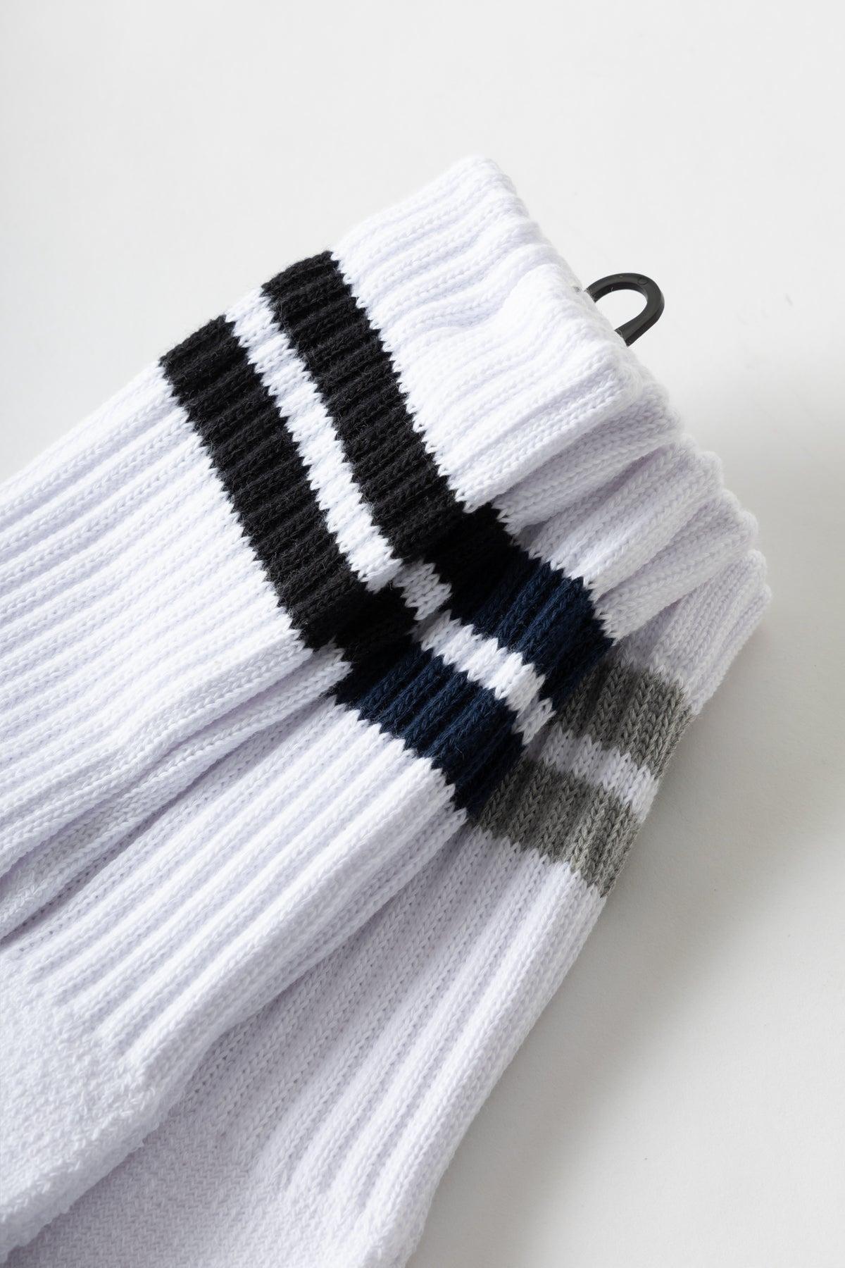 Healthknit - 3 Pack Crew Socks - White Classic Stripe Product Image