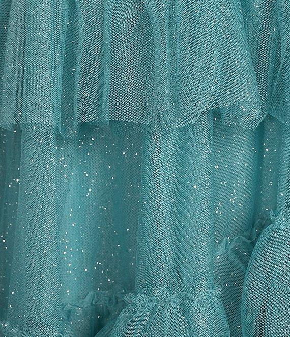 City Vibe Sweetheart Neck Bustier Tie Strap Illusion Corset Waist Embroidered Applique Ruffled Dress Product Image