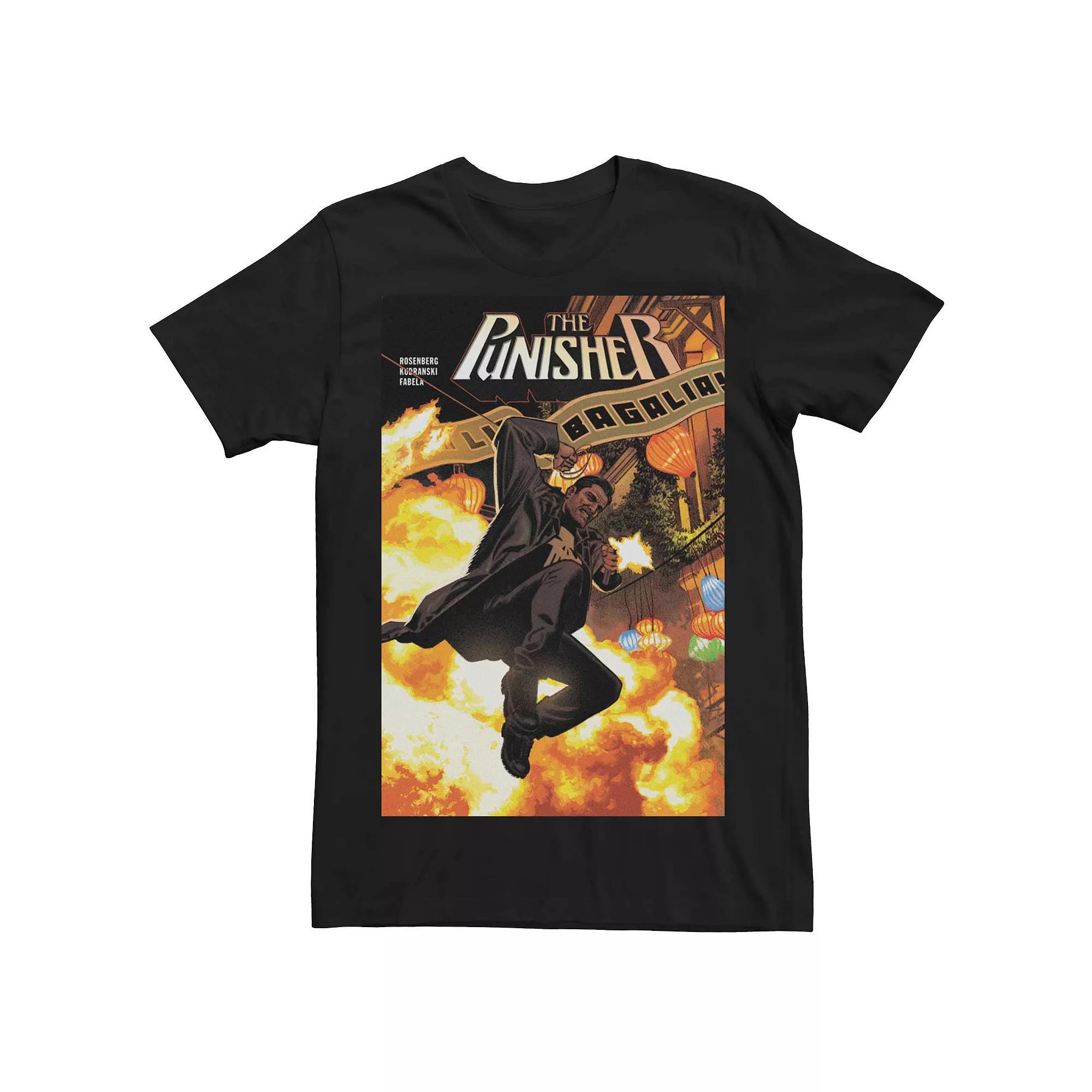 Men's Marvel's Punisher Explosion Comic Cover Tee, Size: XL, Black Product Image