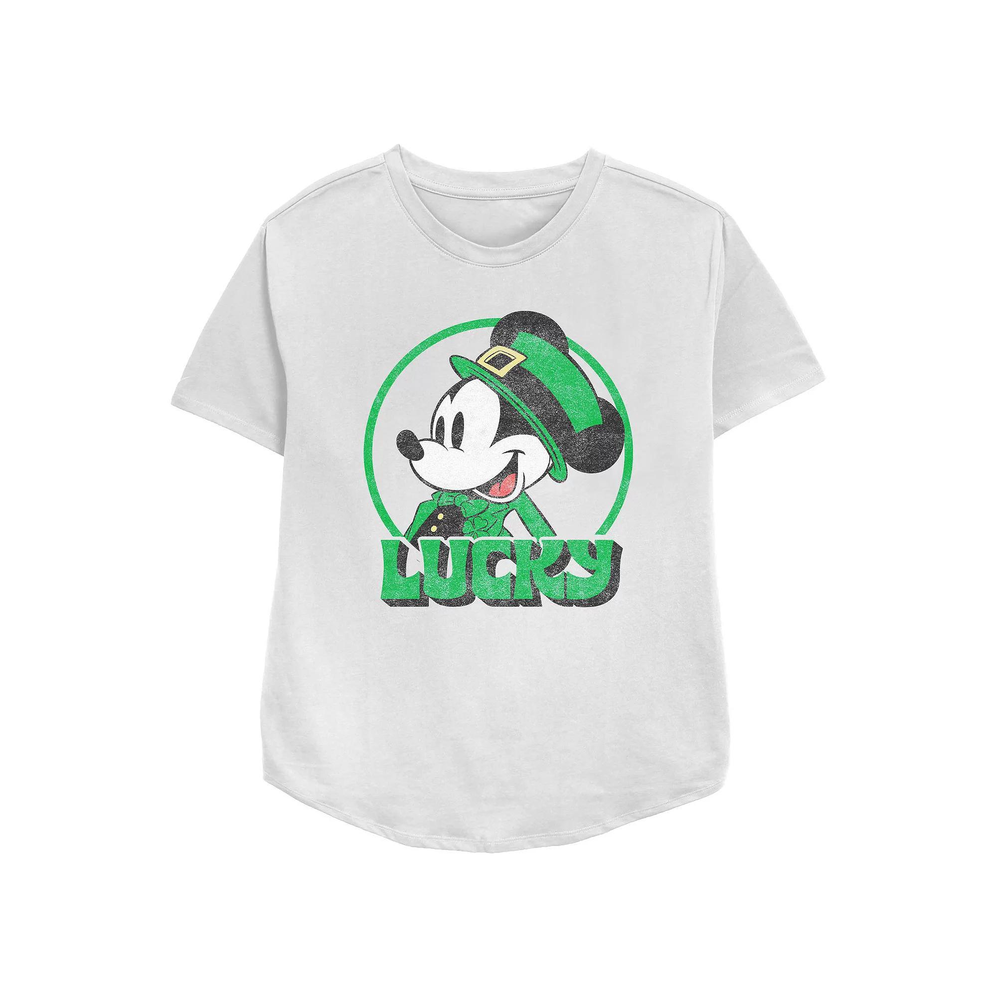 Disney's Mickey Mouse Lucky Mouse Women's Relaxed Fit Graphic Tee, Size: Small, White Product Image