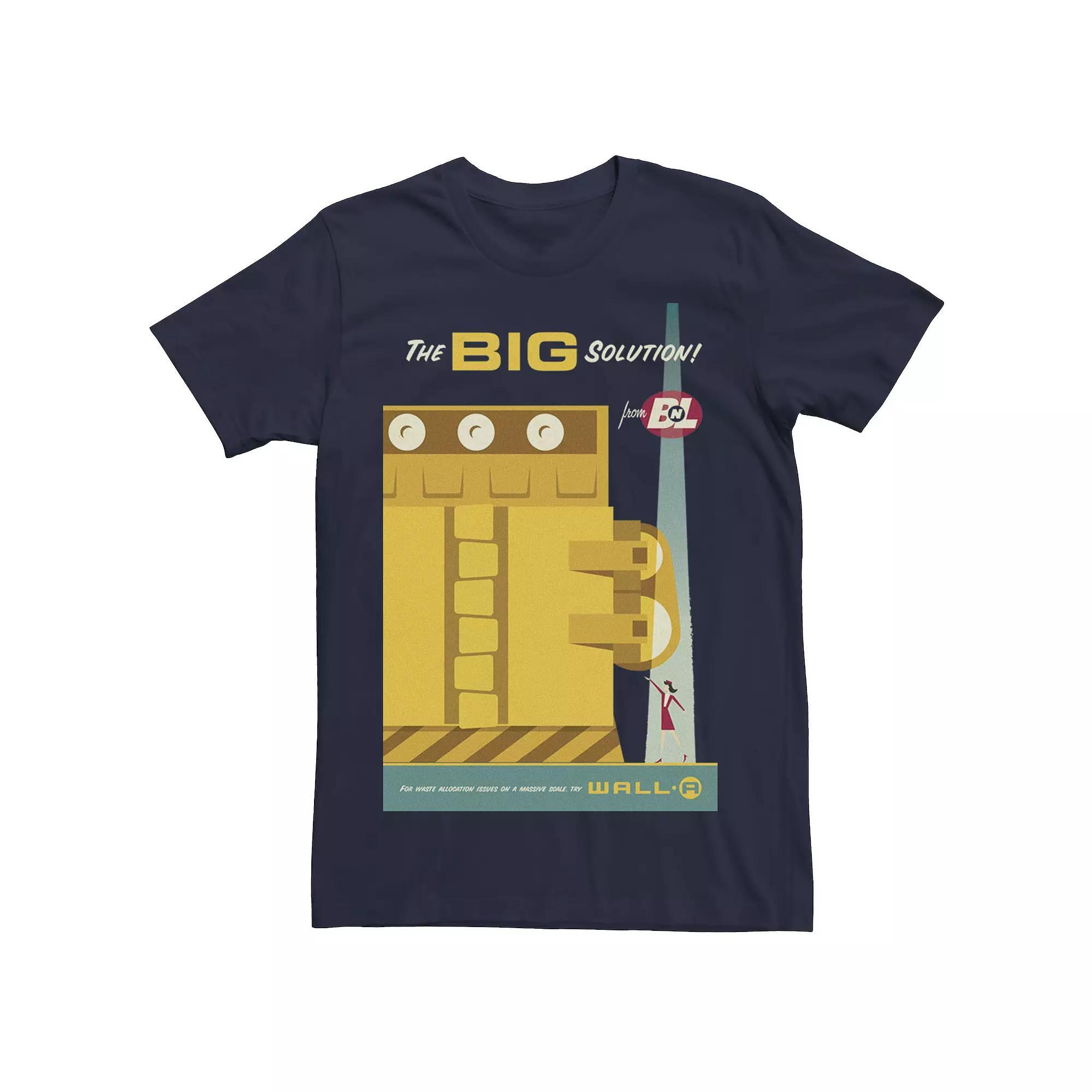 Disney / Pixar's WALL-E Men's The Big Solution Retro Poster Tee, Size: Medium, Blue Product Image
