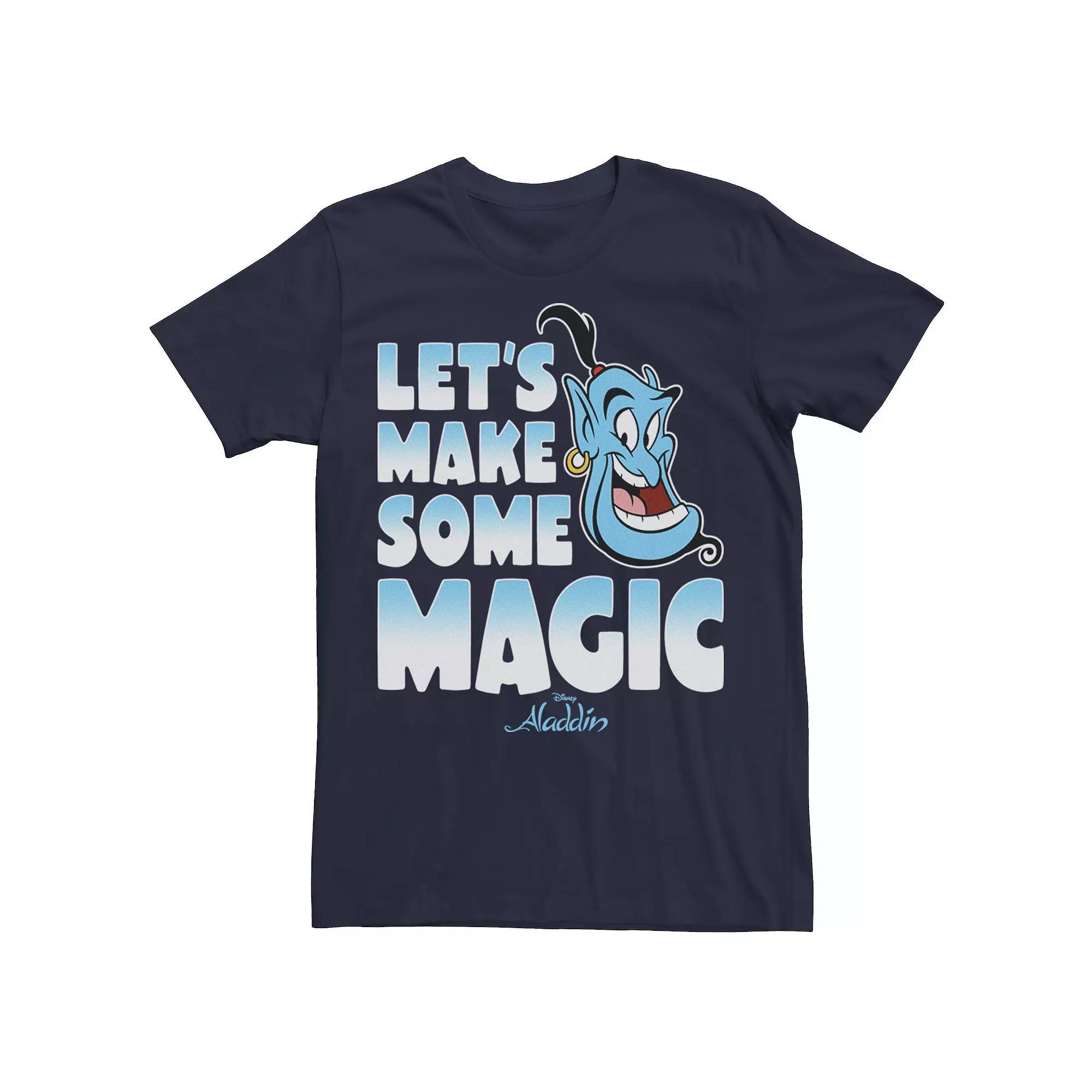 Disney's Aladdin Genie Let's Make Some Magic Gradient Text Men's Tee, Size: Small, Blue Product Image